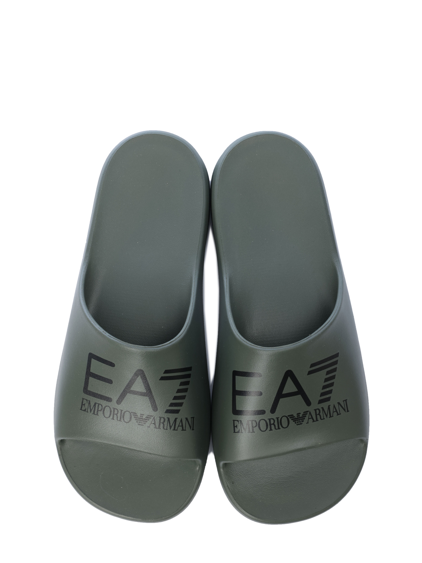 Шлепанцы хаки с черным логотипом на массивной подошве — купить в интернет-магазине Verdistore