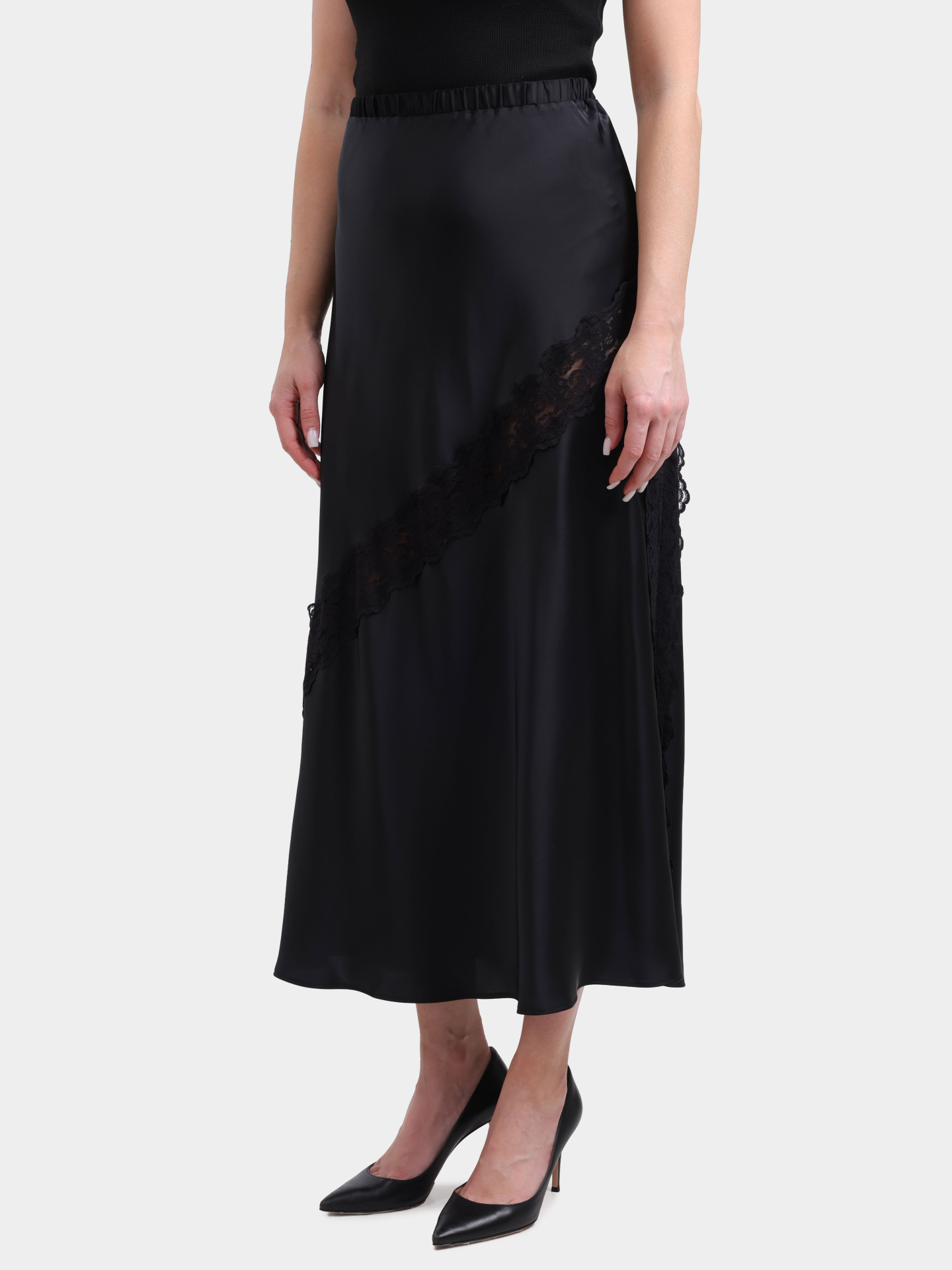 Юбка Hugo 50553545 001 атласная женская с кружевами — купить в интернет-магазине Verdistore