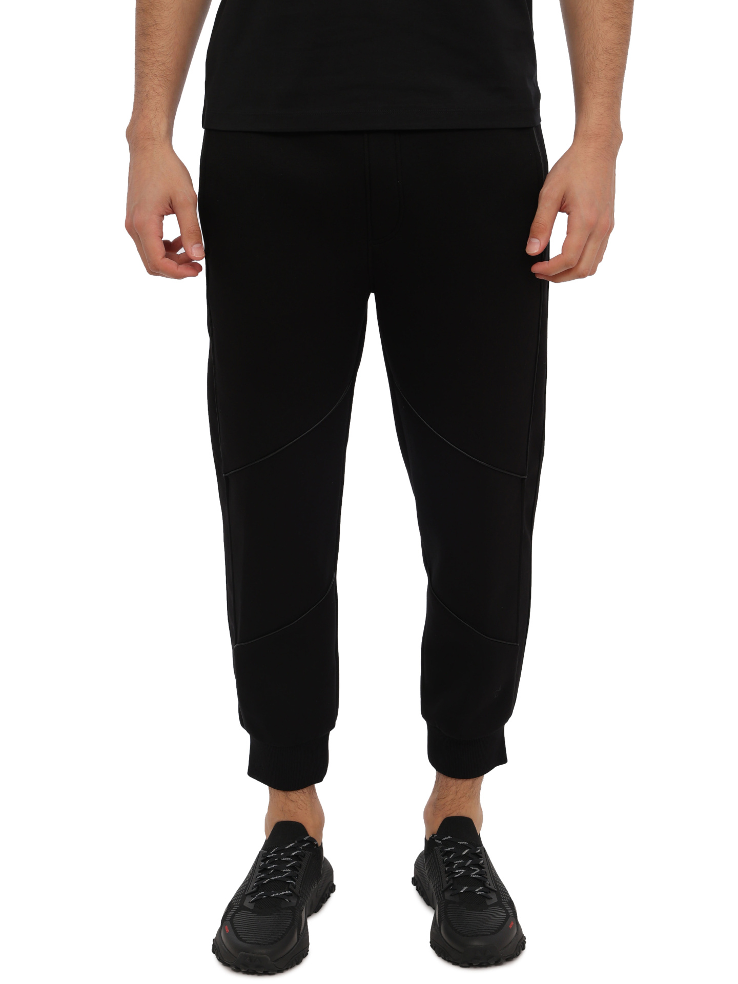 Брюки спортивные черные с эластичным поясом и манжетами снизу — купить в интернет-магазине Verdistore