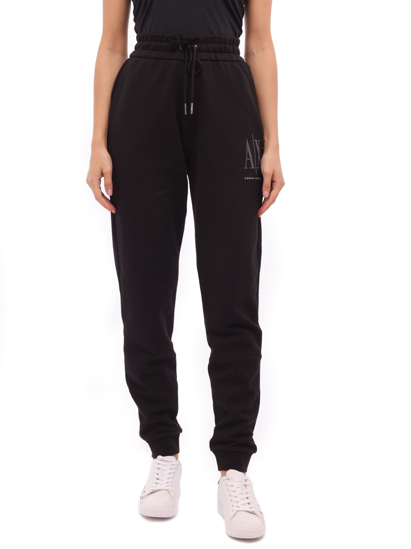 Брюки спортивные Armani Exchange 8NYTFX YJG3Z 1200 черные женские с манжетами — купить в интернет-магазине Verdistore