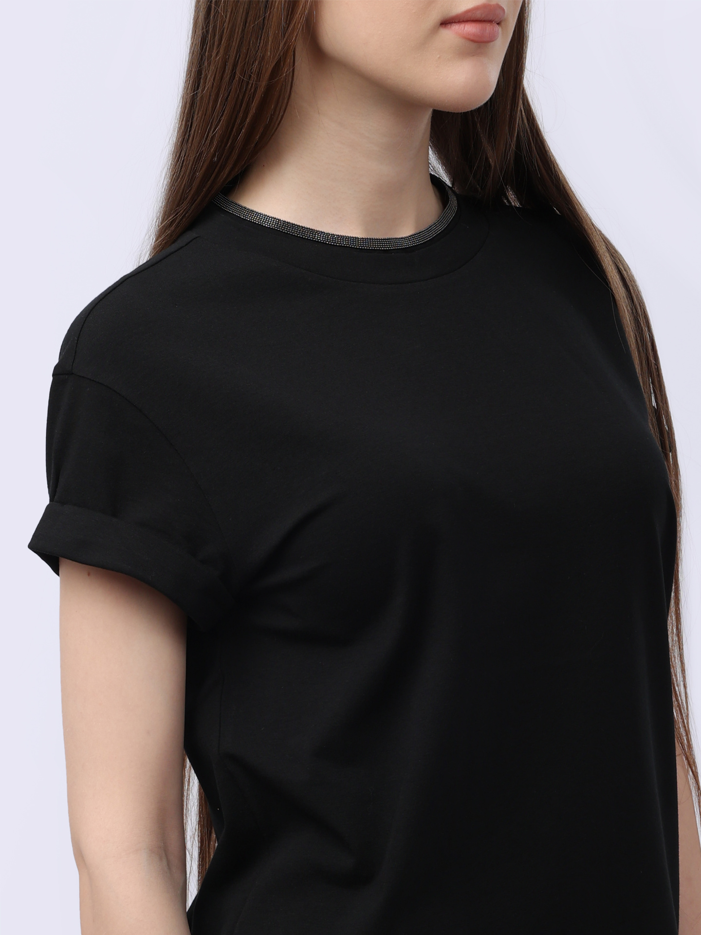 Футболка Brunello Cucinelli M0T18BD200 C101 черная женская из хлопка — купить в интернет-магазине Verdistore
