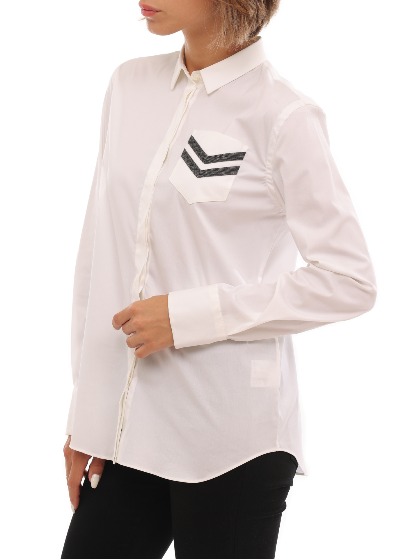 Блузка Brunello Cucinelli M0091R7136 белая женская из хлопка — купить в интернет-магазине Verdistore