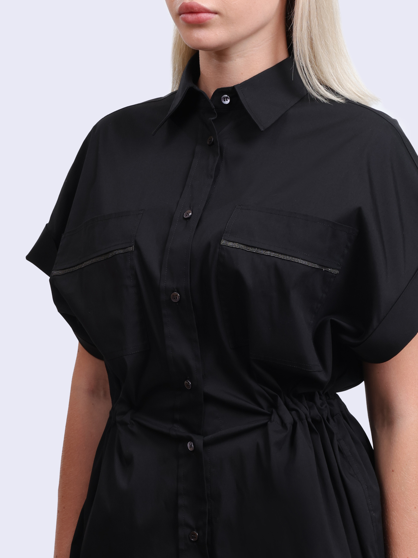 Рубашка Brunello Cucinelli M0091RA546 черная женская на кулиске — купить в интернет-магазине Verdistore