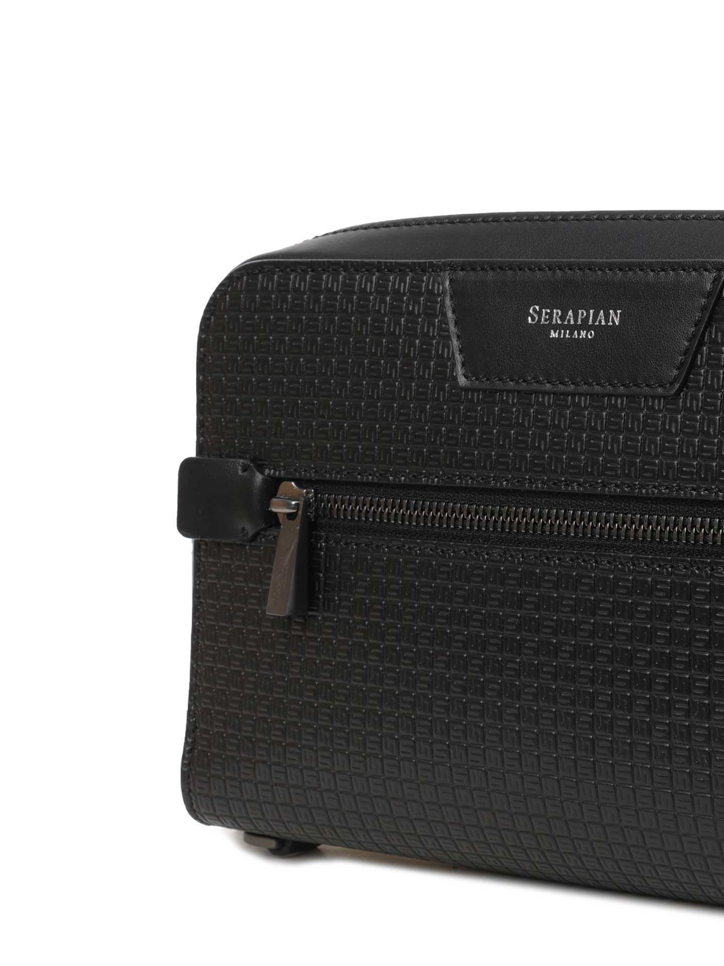 Косметичка черная кожаная с монограммным логотипом — купить в интернет-магазине Verdistore