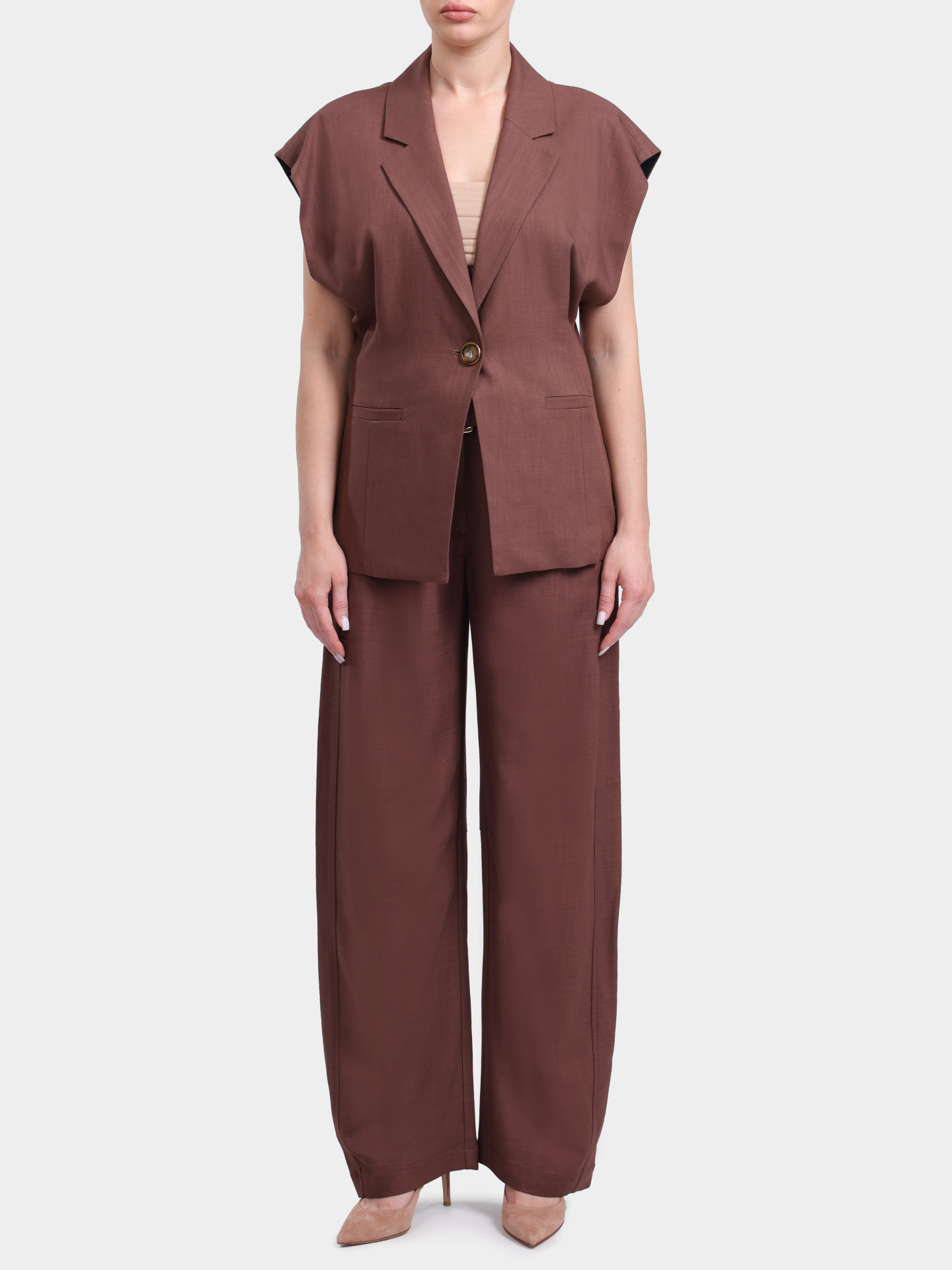 Брюки 106492 A2W6 L78 Pinko коричневые женские прямого кроя — купить в интернет-магазине Verdistore