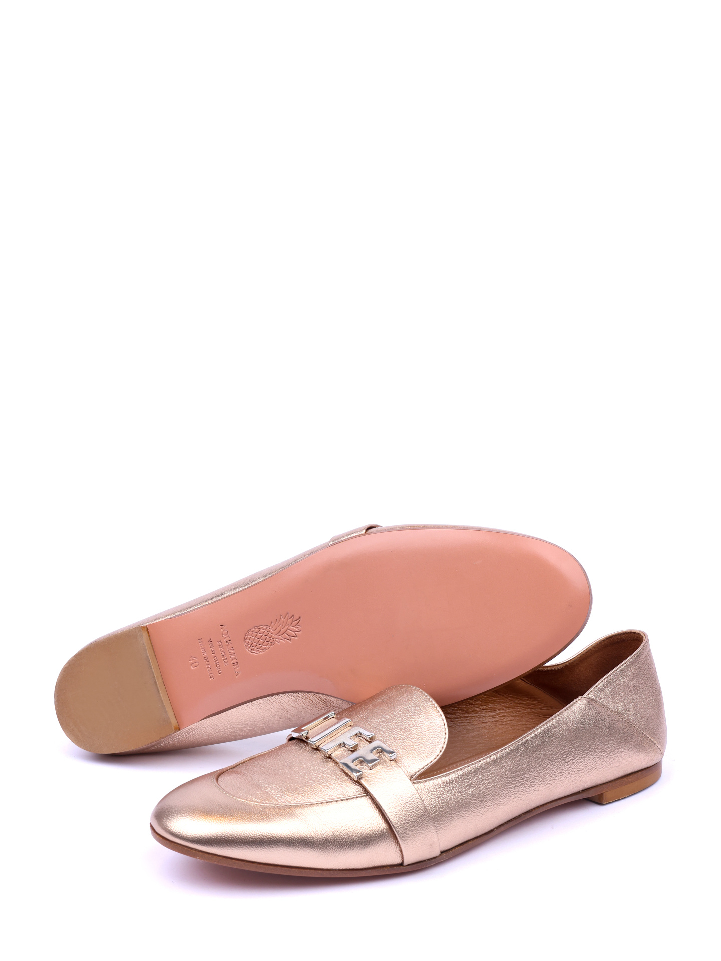 Лоферы Aquazzura LOLFLAM0 бронзовые женские кожаные — купить в интернет-магазине Verdistore