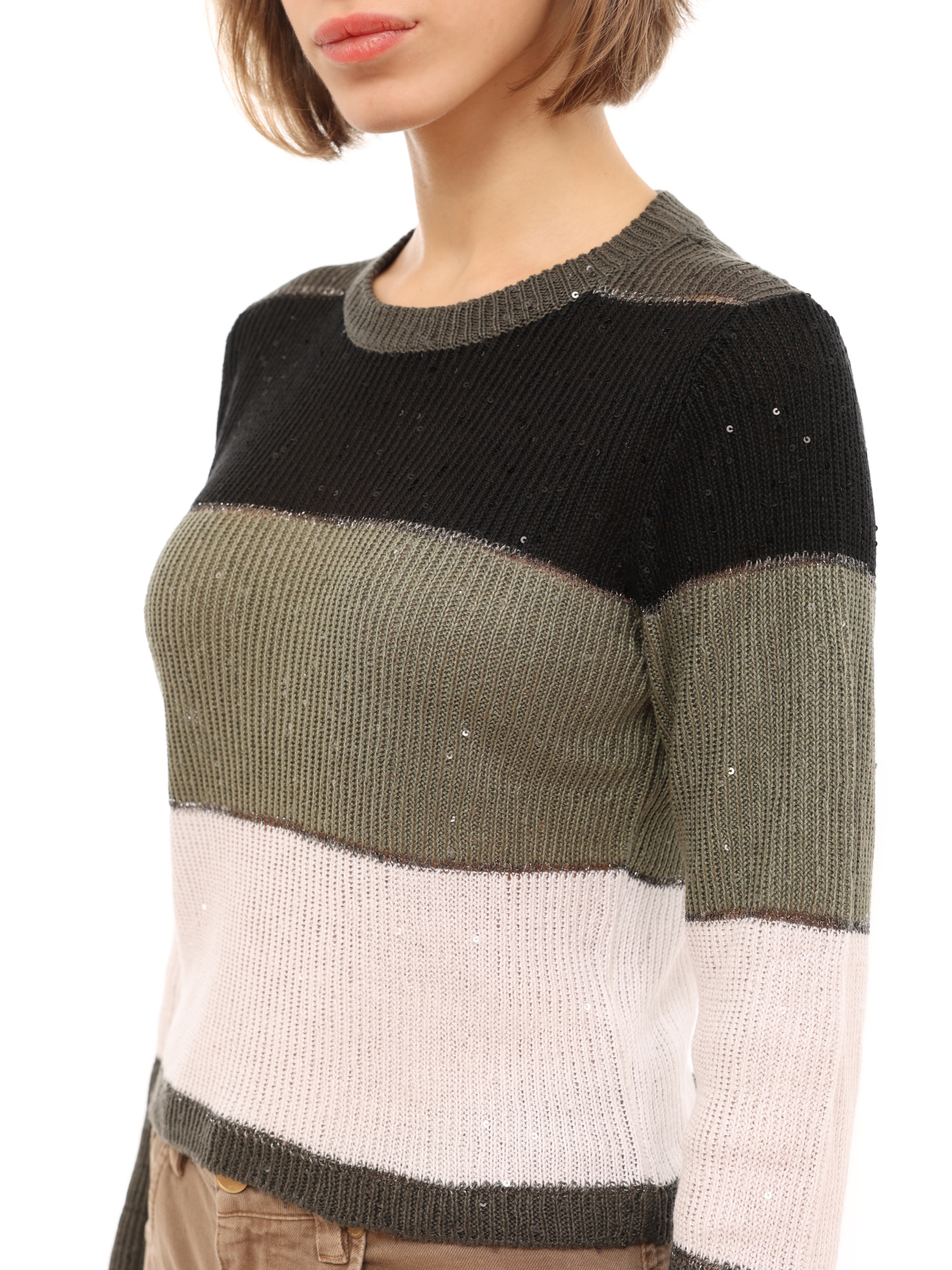 Джемпер Brunello Cucinelli M10521500 полосатый женский — купить в интернет-магазине Verdistore