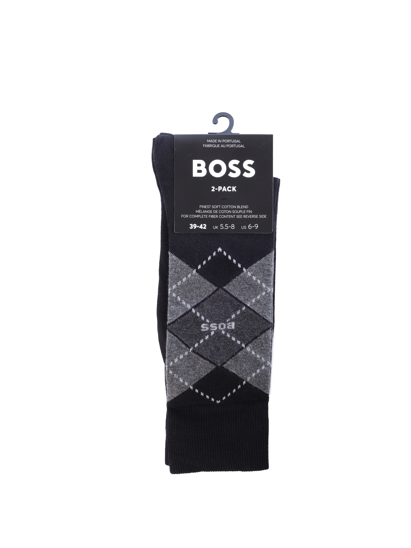 Носки Boss 50478352 001 черные мужские с клеткой-аргайл — купить в интернет-магазине Verdistore