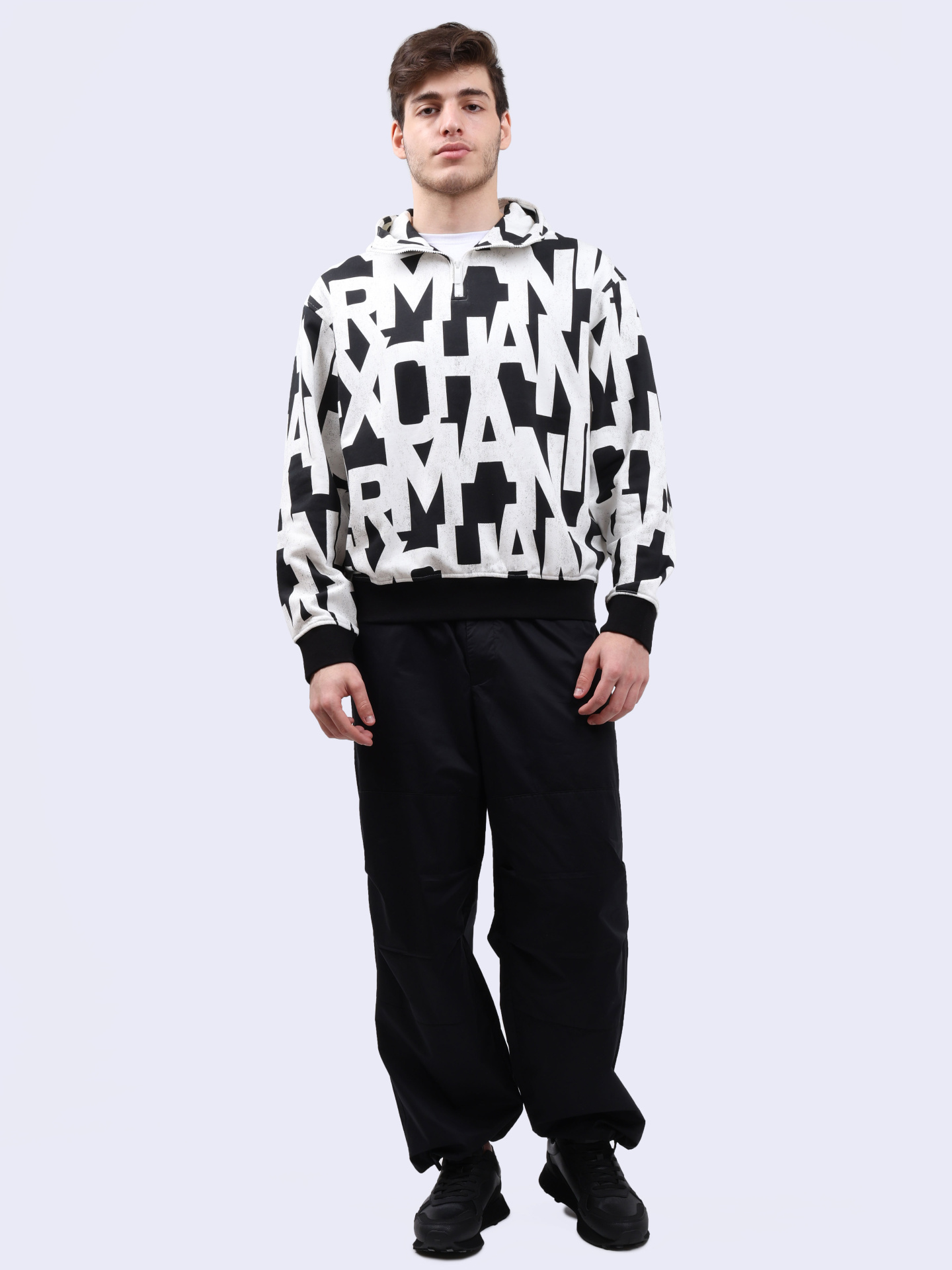 Худи Armani Exchange 6DZMLB ZJ4XZ 52AN хлопковое мужское с принтом — купить в интернет-магазине Verdistore