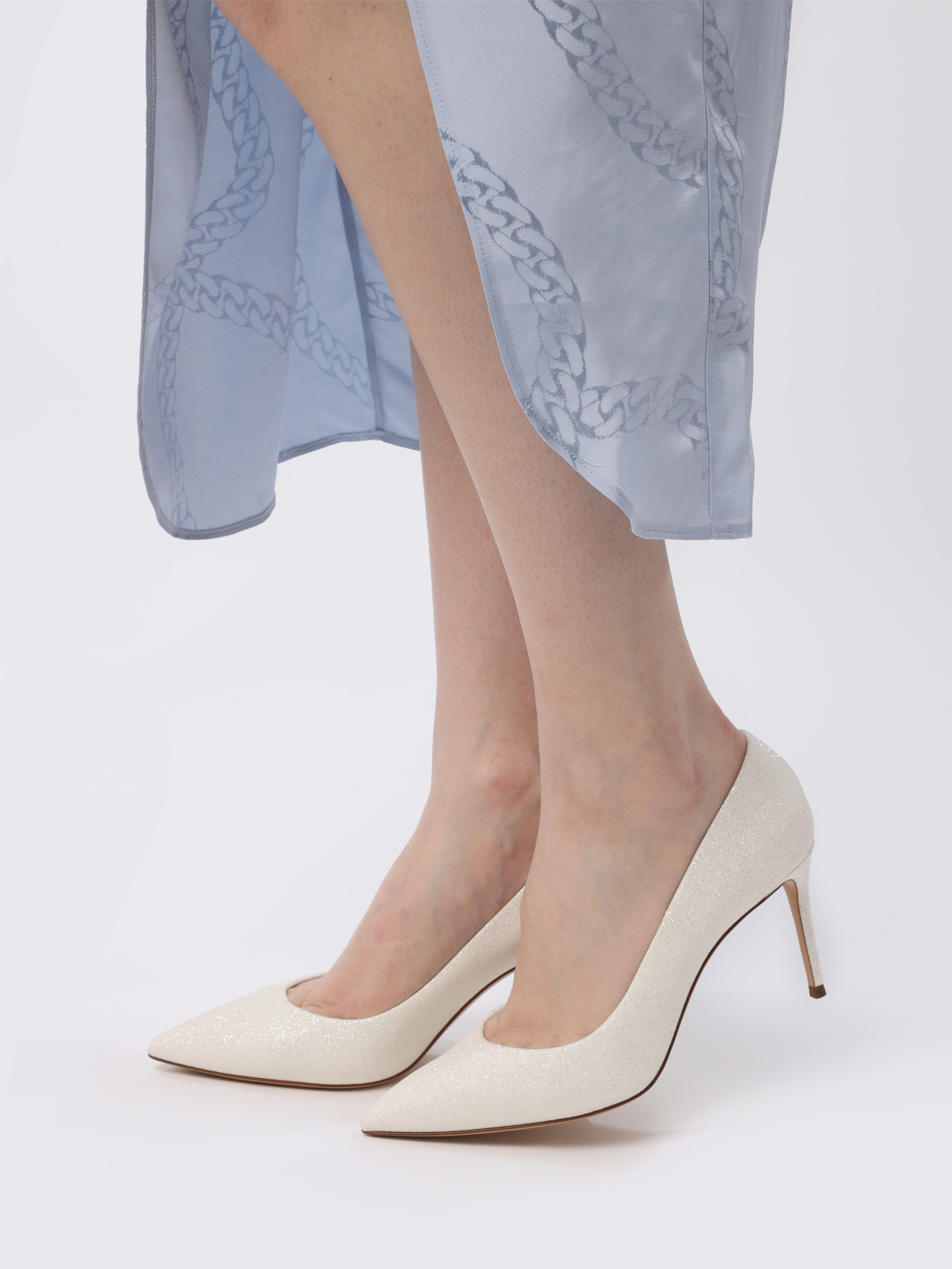 Туфли Casadei 1F911W0801DAZZL3206 белые женские с глиттером — купить в интернет-магазине Verdistore