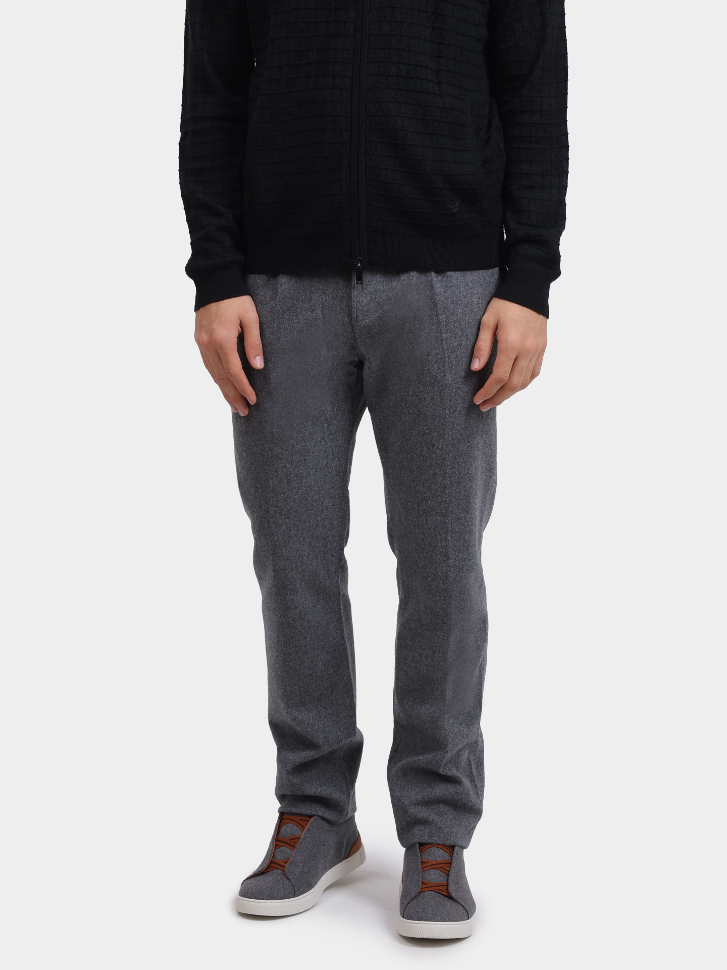 Брюки светло-серые шерстяные с эластичным поясо на кулиске — купить в интернет-магазине Verdistore