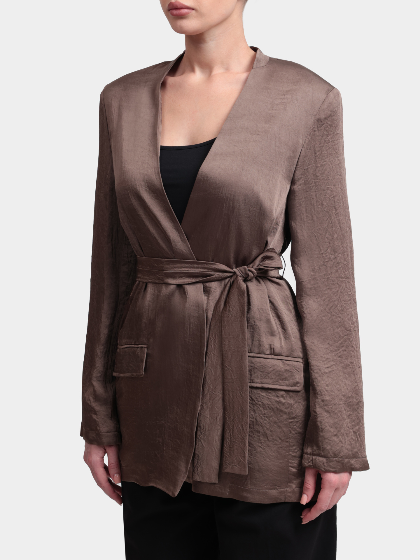 Жакет Marella Monochrome MLMPANDA 001 коричневый женский с эффектом жатой текстуры — купить в интернет-магазине Verdistore