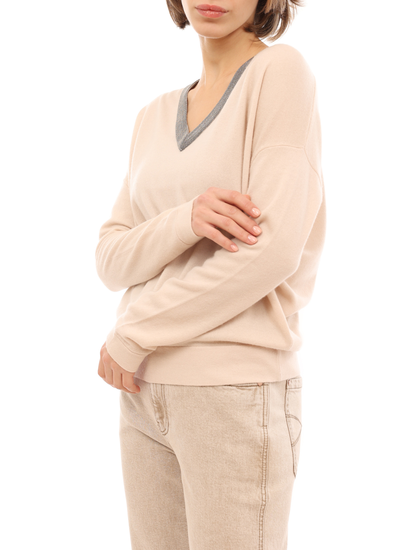 Пуловер Brunello Cucinelli M12154702 бежевый женский — купить в интернет-магазине Verdistore