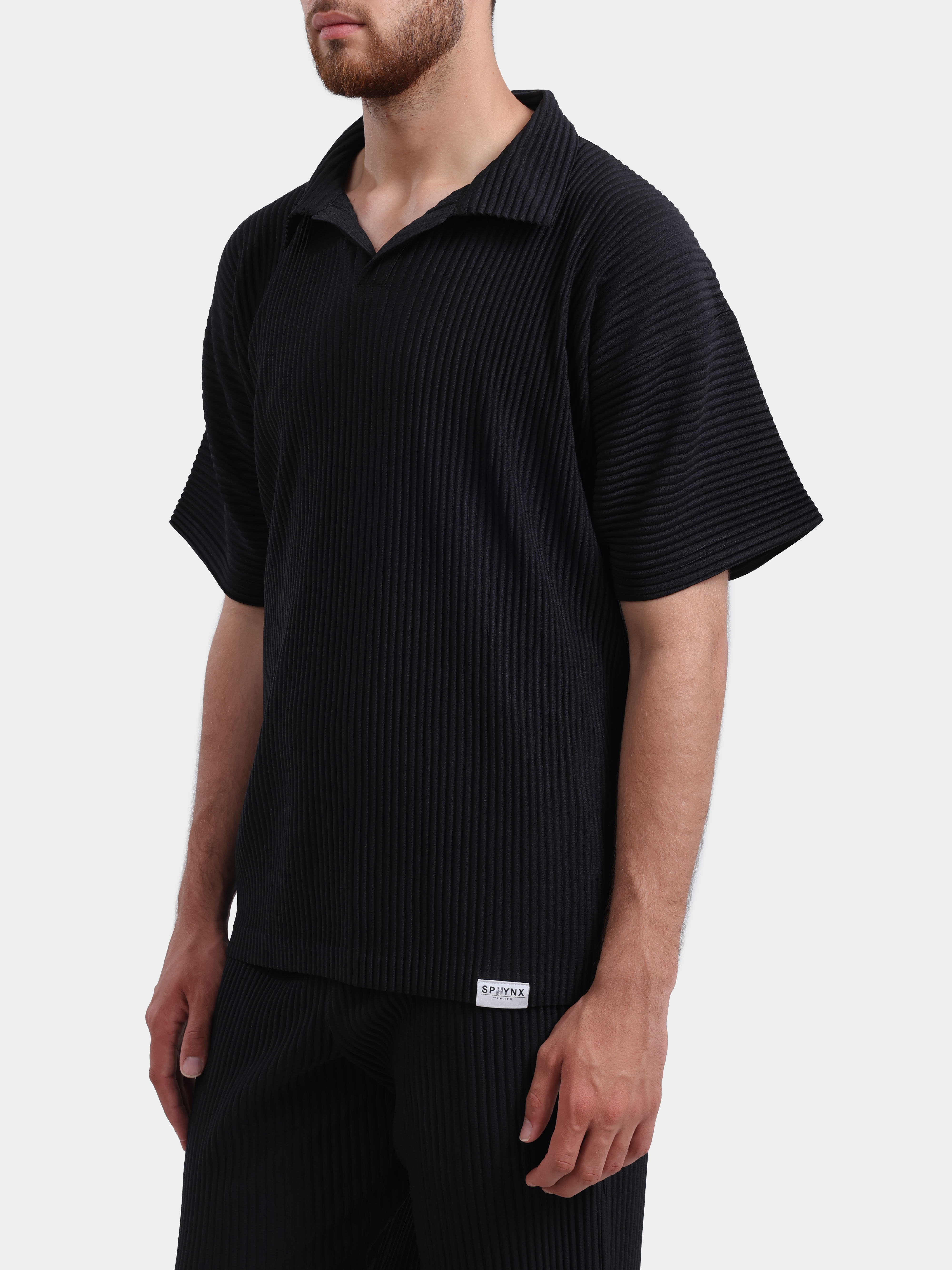 Поло Sphynx pleats 8476-1 черное мужское плиссированное — купить в интернет-магазине Verdistore