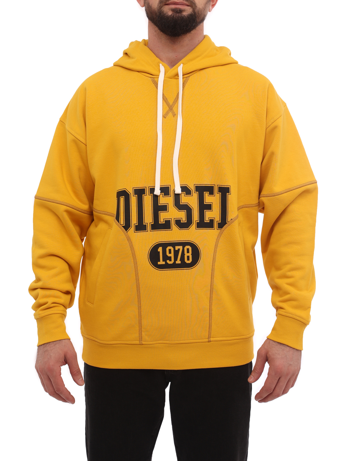 Худи Diesel A036480AAZG22K желтое мужское с логотипом — купить в интернет-магазине Verdistore