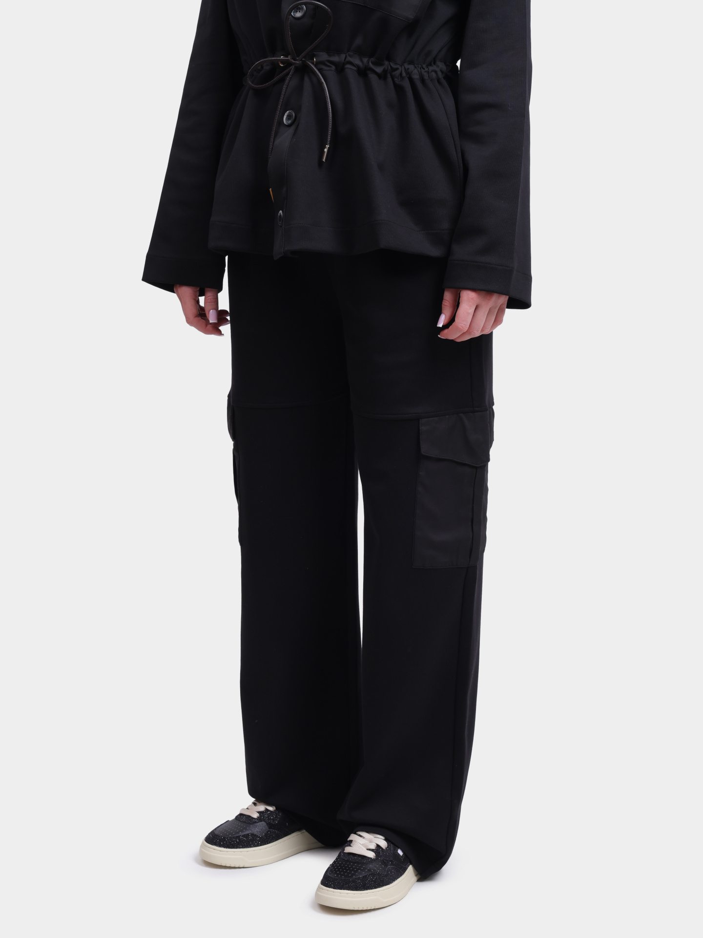 Брюки Herno PT000141D 52117 9300 черные женские широкие — купить в интернет-магазине Verdistore