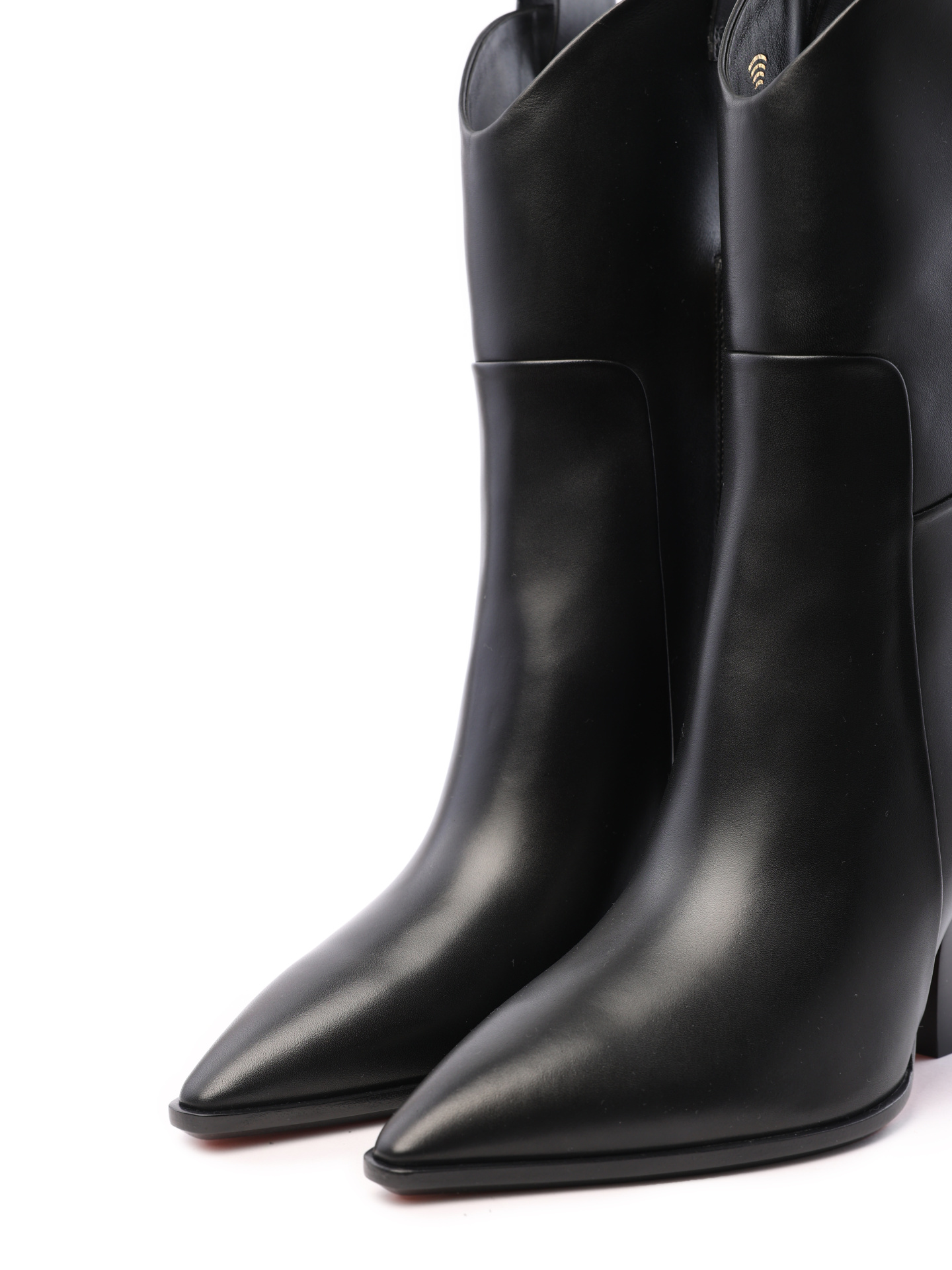 Казаки Santoni WTOP59604HI3BLGAN01 черыные женские из натуральной кожи — купить в интернет-магазине Verdistore