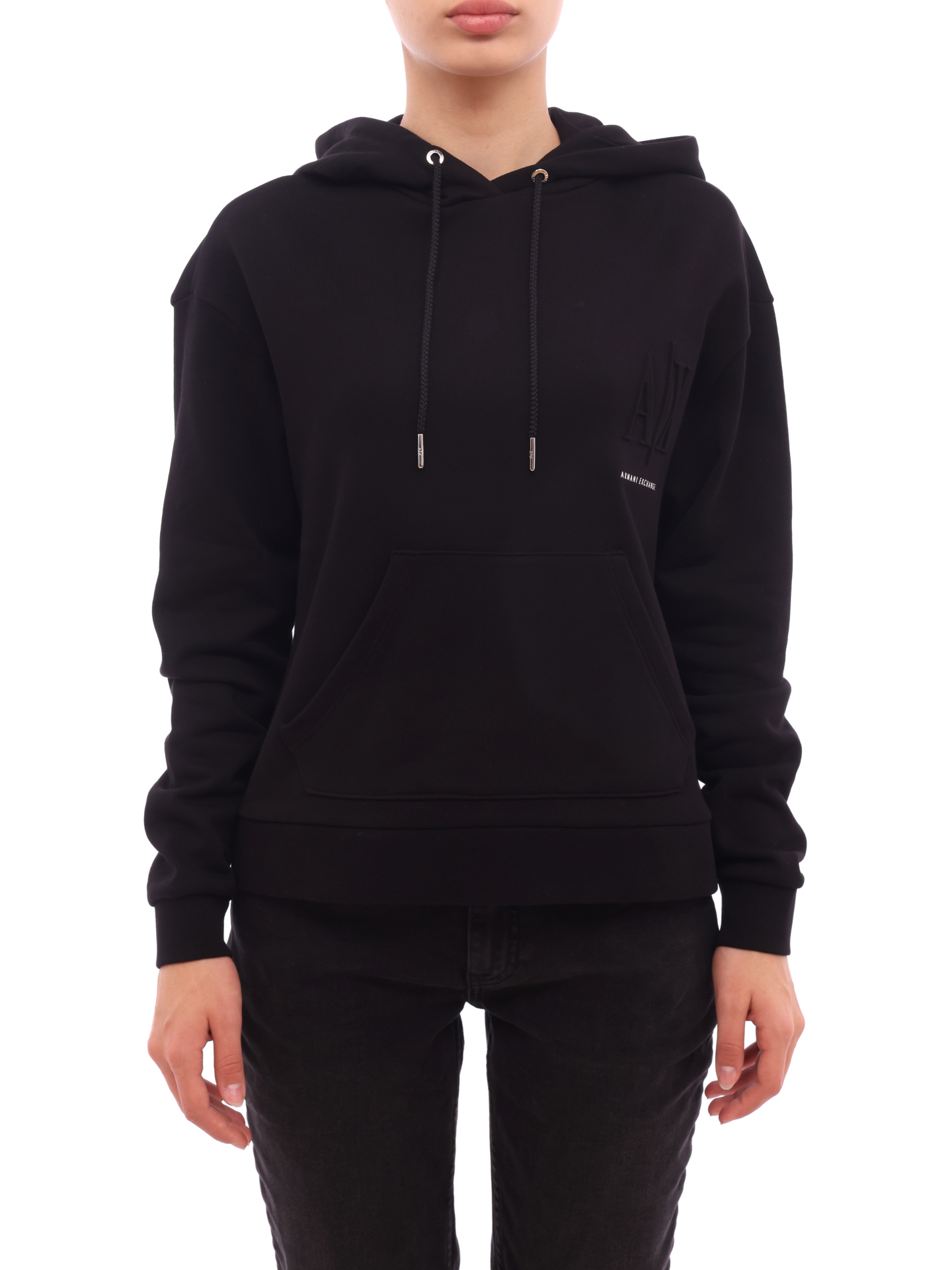 Худи Armani Exchange 8NYM23 YJ68Z 1200 черное женское с логотипом — купить в интернет-магазине Verdistore