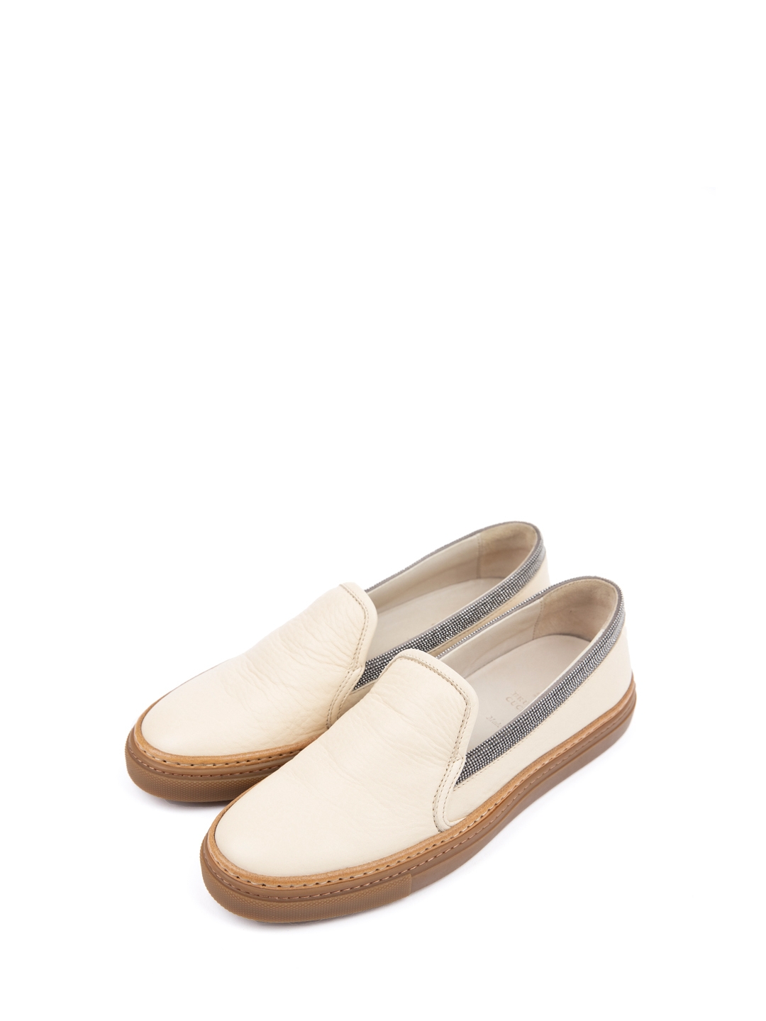 Слипоны Brunello Cucinelli MZDVFG181 кожаные женские — купить в интернет-магазине Verdistore