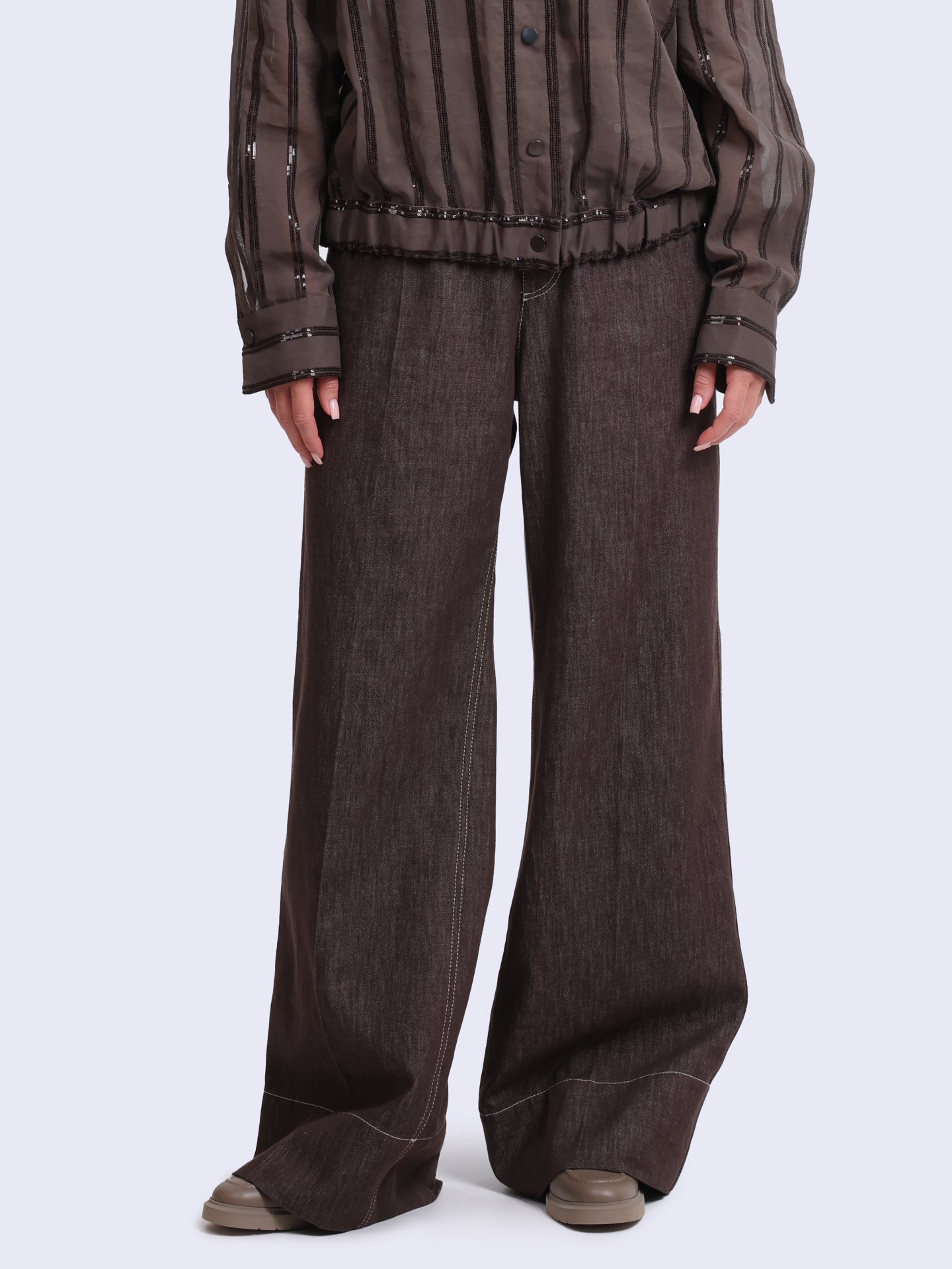 Джинсы Brunello Cucinelli MB125P5658 коричневые женские — купить в интернет-магазине Verdistore