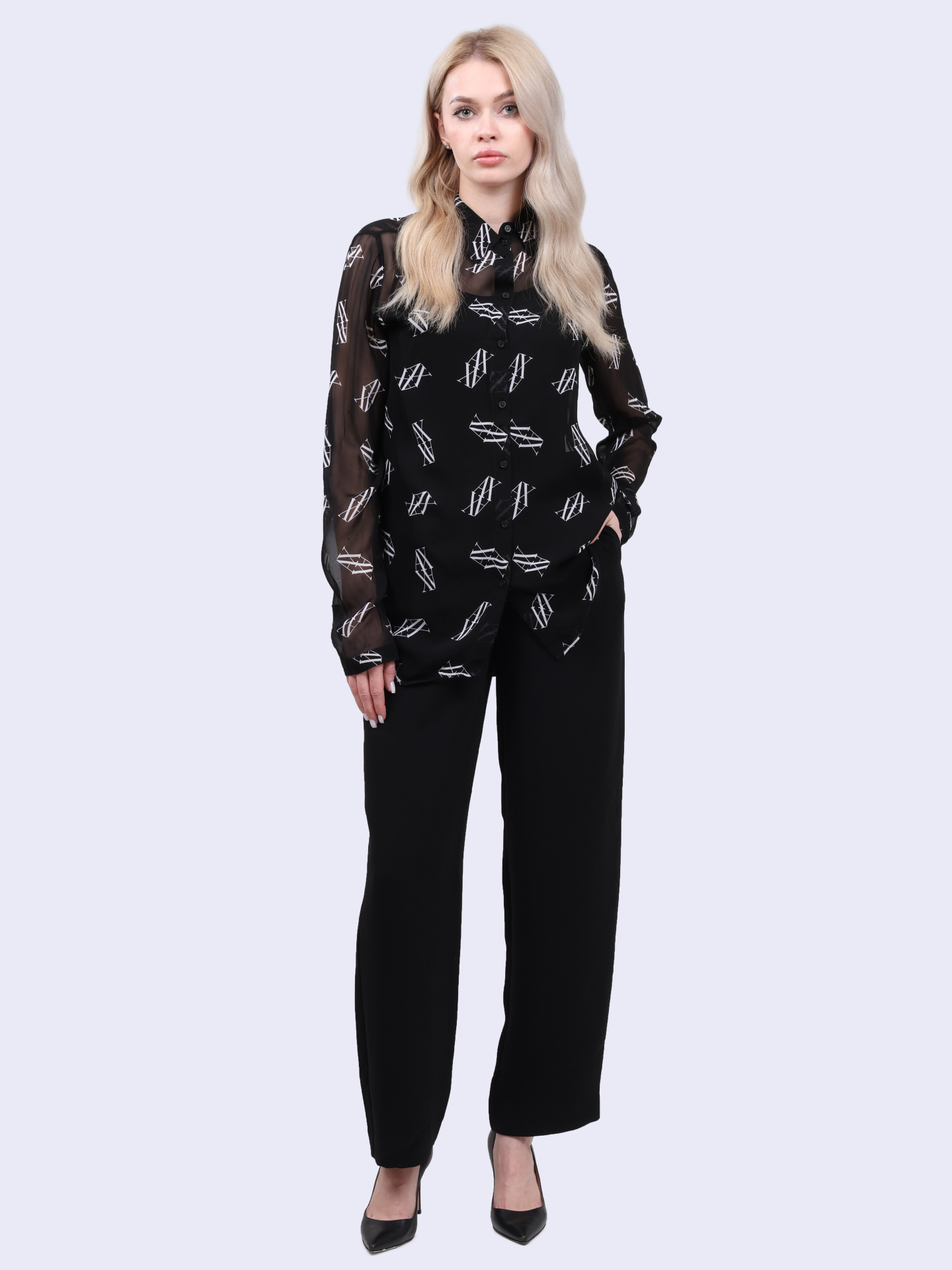 Рубашка Armani Exchange 6DYC07 YN1VZ 42AN черная женская из вискозы — купить в интернет-магазине Verdistore