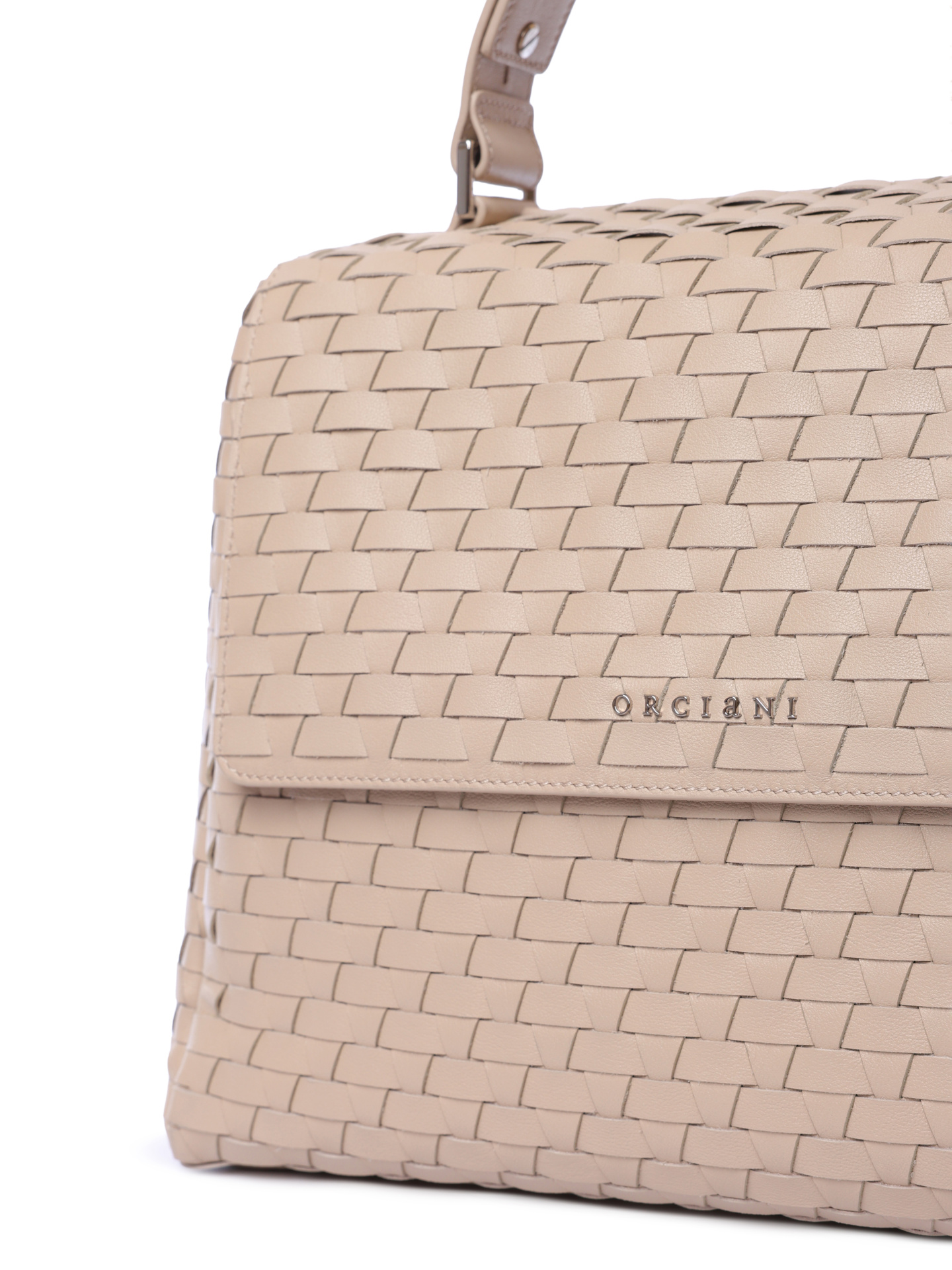 Сумка BT2006 Sveva M nappa woven avorio светло-бежевая из телячьей фактурной кожи — купить в интернет-магазине Verdistore