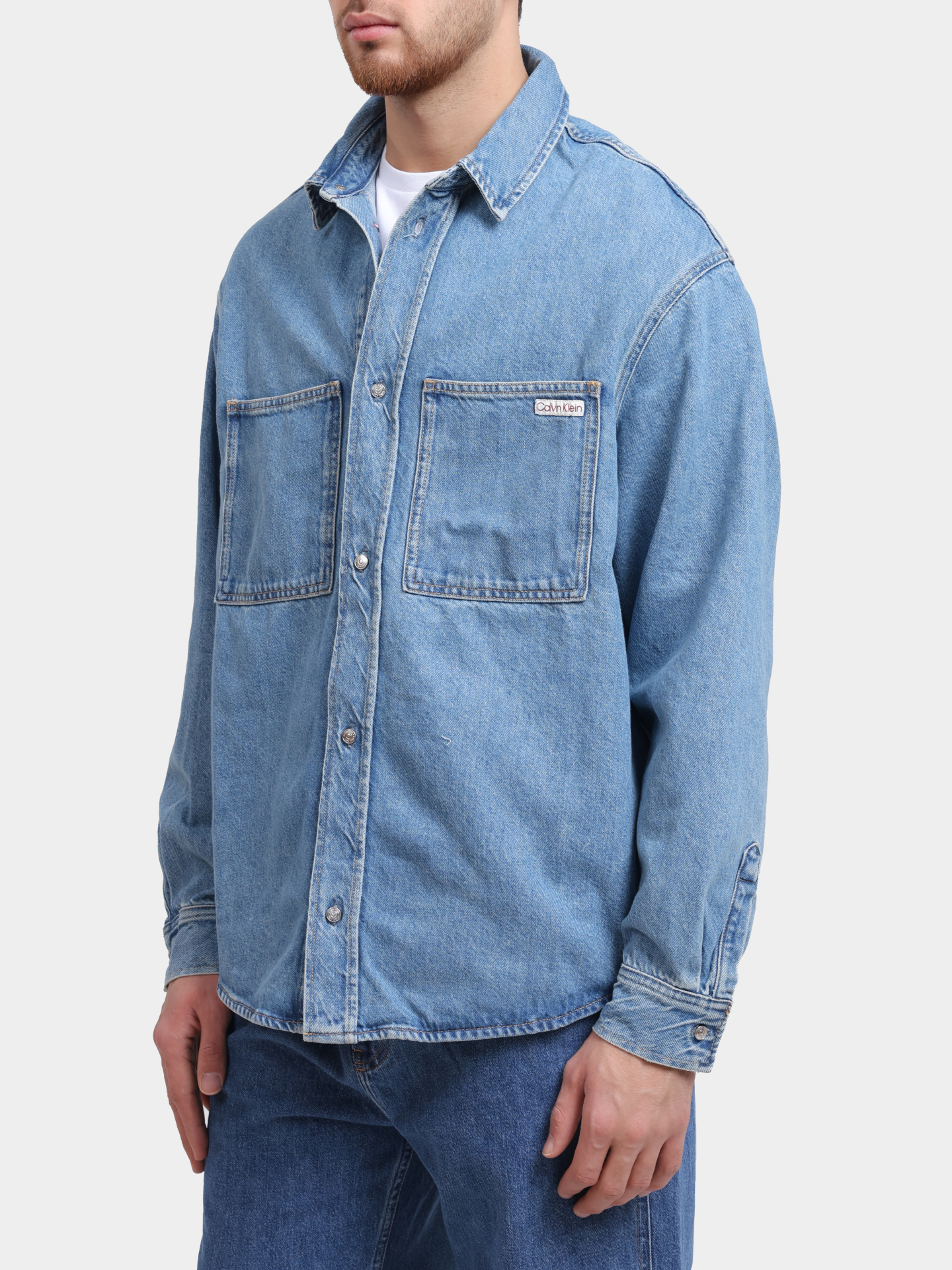 Рубашка Calvin Klein Jeans J30J327511 1A4 джинсовая мужская — купить в интернет-магазине Verdistore