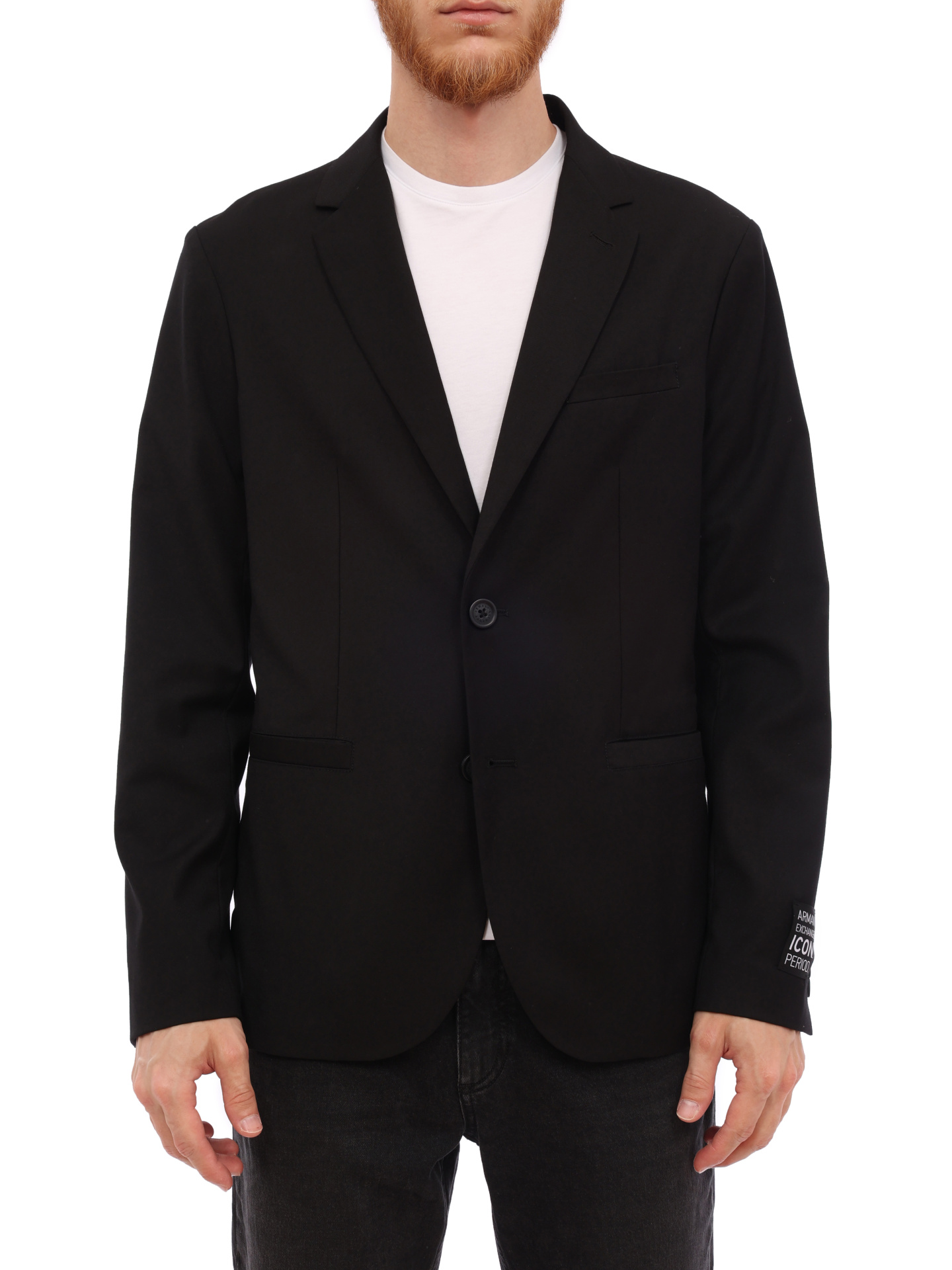 Пиджак Armani Exchange 8NZGP1 ZNPMZ 2240 черный мужской с нашивкой на рукаве — купить в интернет-магазине Verdistore