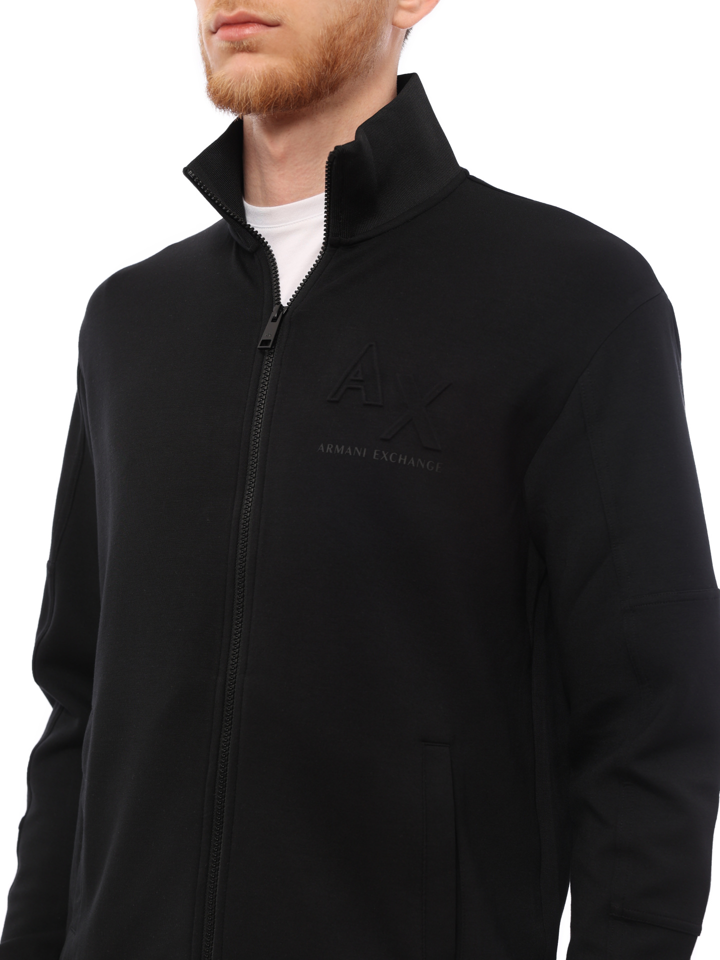 Мастерка Armani Exchange 3RZMHF ZJZDZ 1200 черная мужская с логотипом — купить в интернет-магазине Verdistore