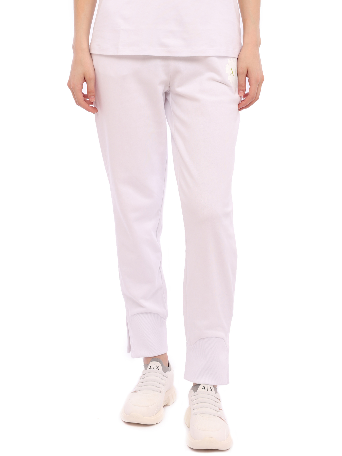 Брюки спортивные Armani Exchange 3RYP89 YJCZZ 1000 белые женские из хлопка — купить в интернет-магазине Verdistore