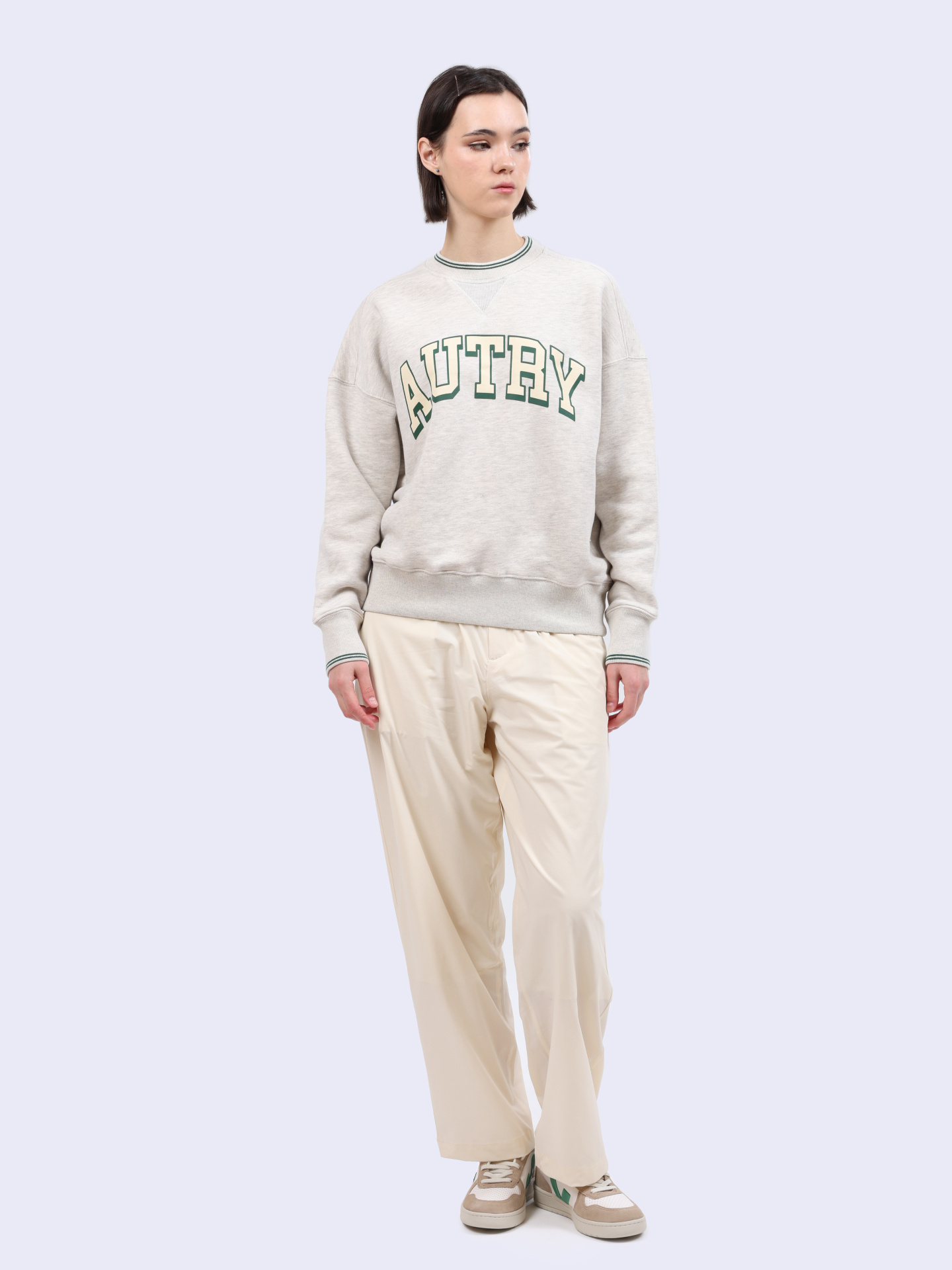 Свитшот Autry SWPW-03H1 серый женский с контрастным кантом — купить в интернет-магазине Verdistore
