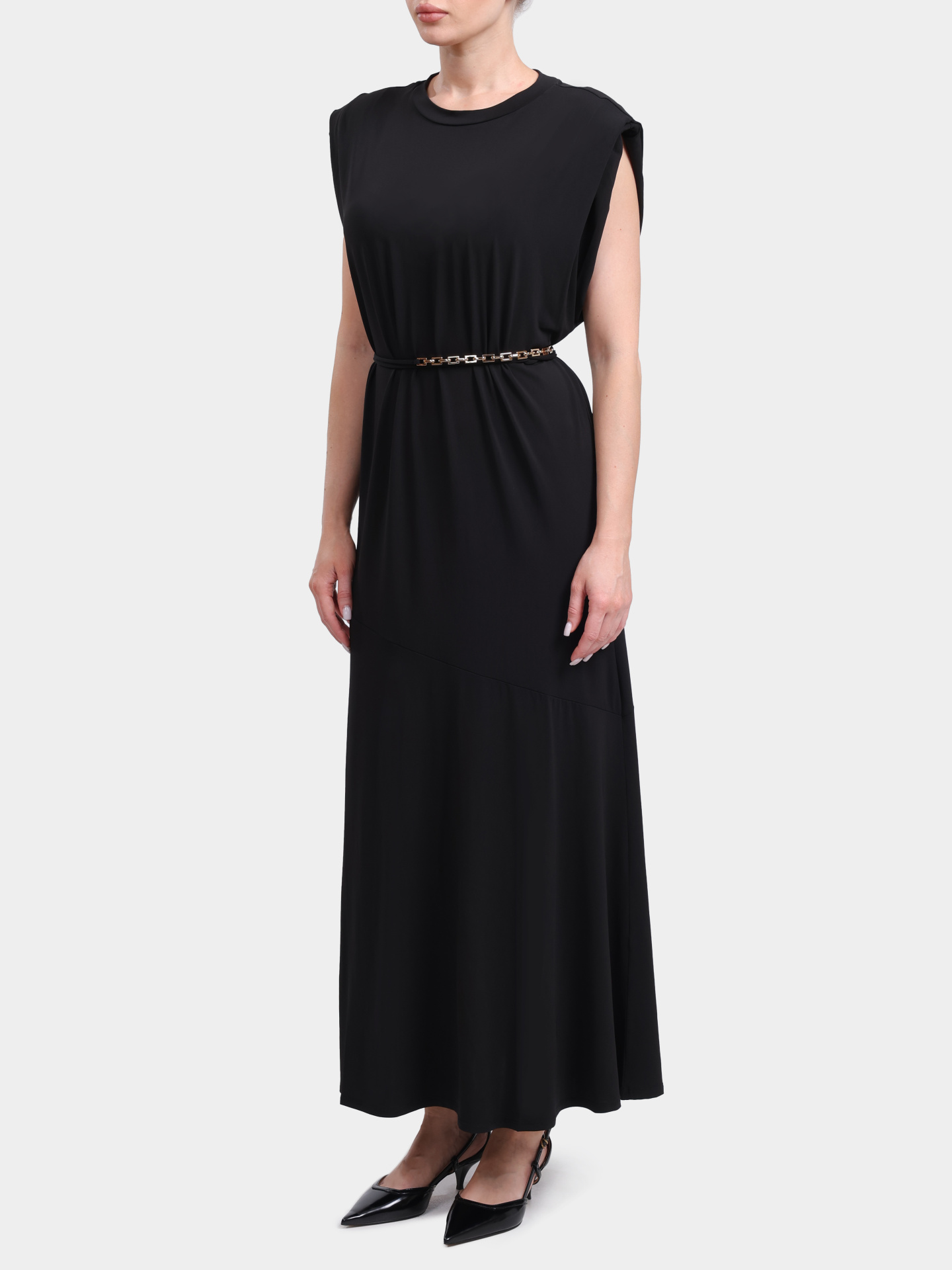 Платье Pinko 106493 A32D Z99 черное женское с акцентными плечами — купить в интернет-магазине Verdistore