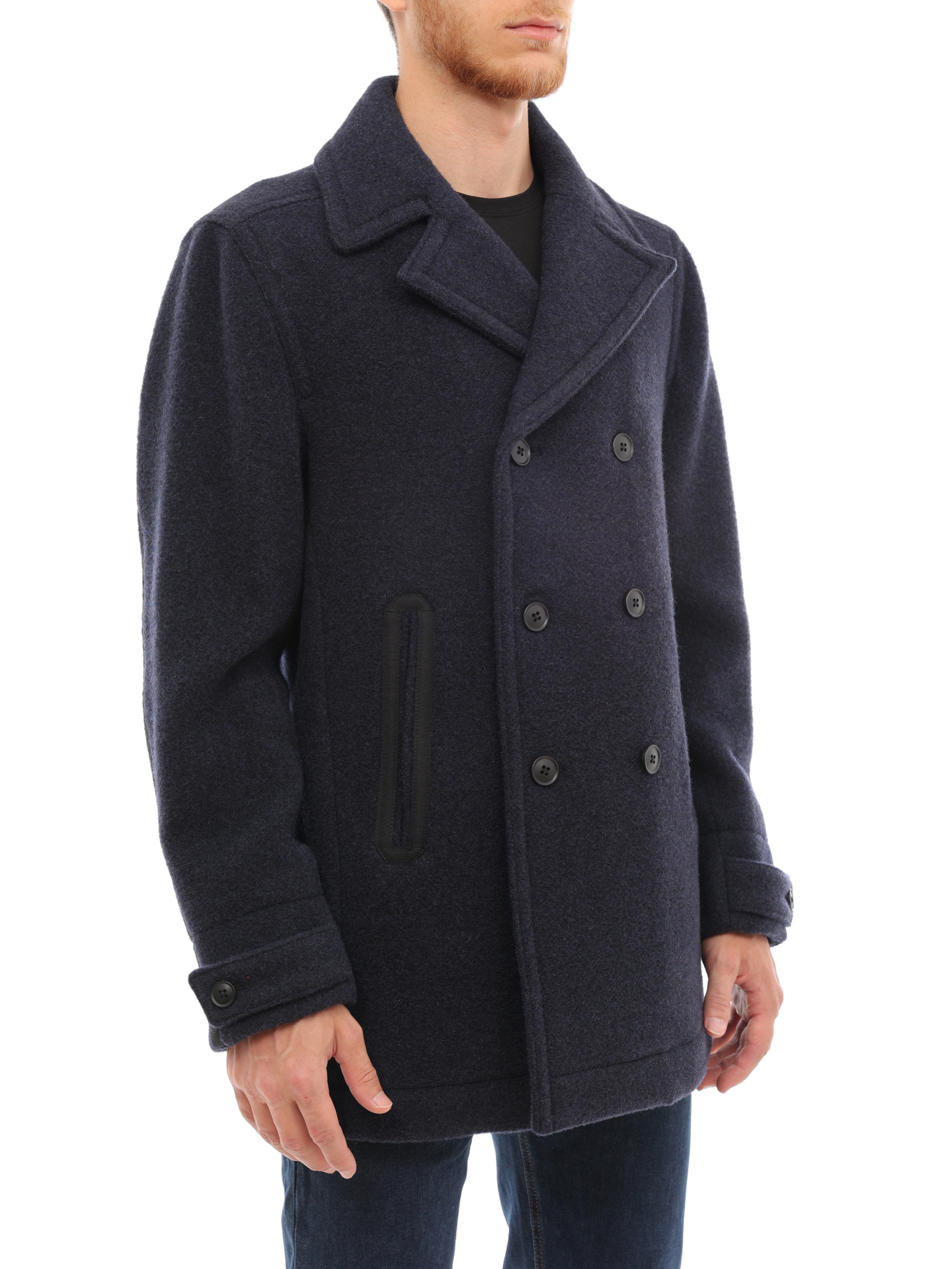 Пальто Boss 50476809 404 темно-синее мужское из шерсти — купить в интернет-магазине Verdistore