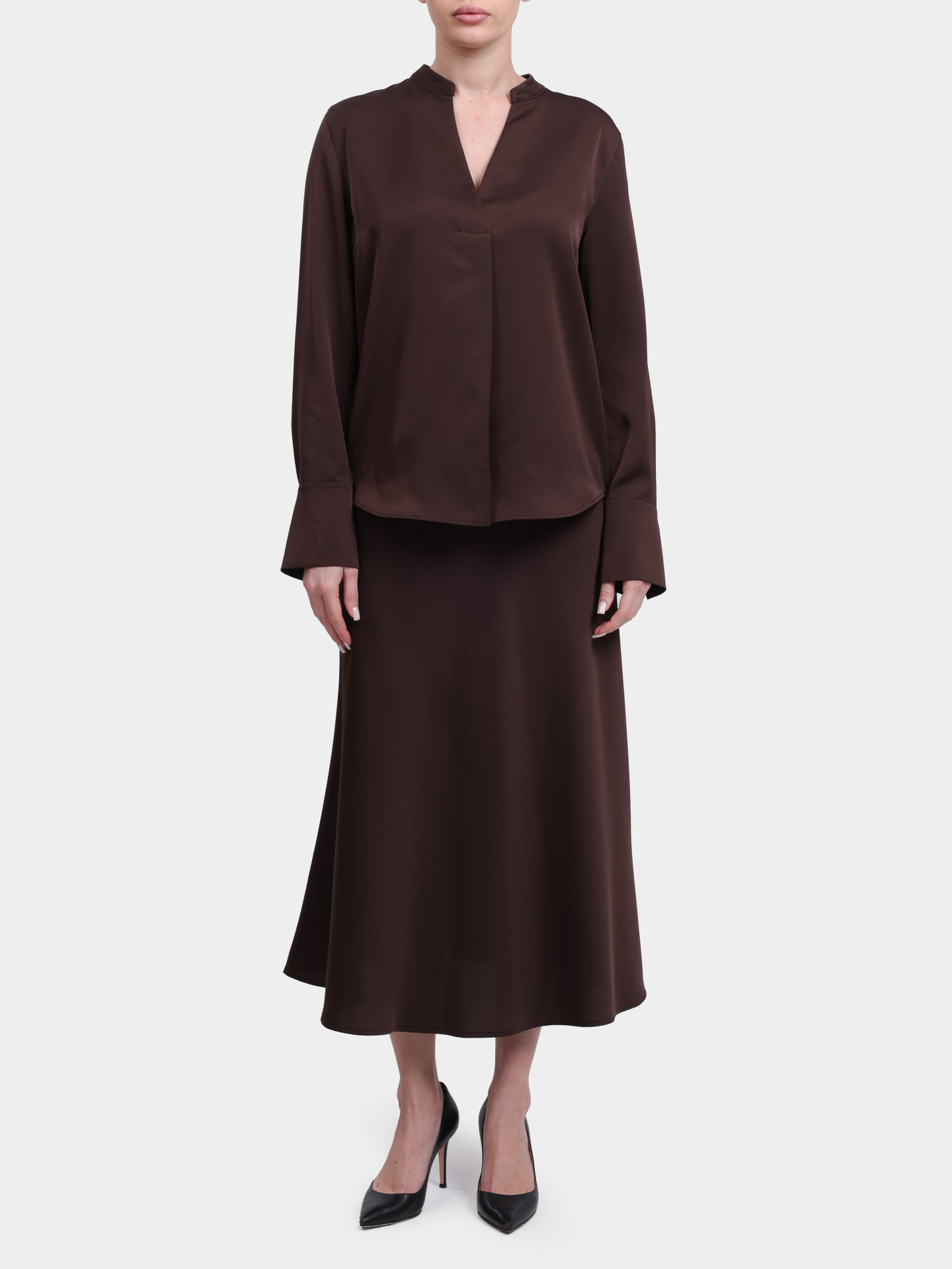Блузка 58 254B58Blanche 10020175 201 темно-коричневая женская — купить в интернет-магазине Verdistore