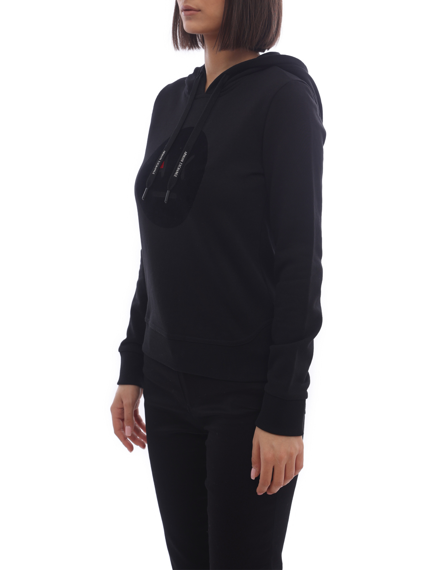Худи Armani Exchange 6ZYM85 1200 черный женский с логотипом — купить в интернет-магазине Verdistore