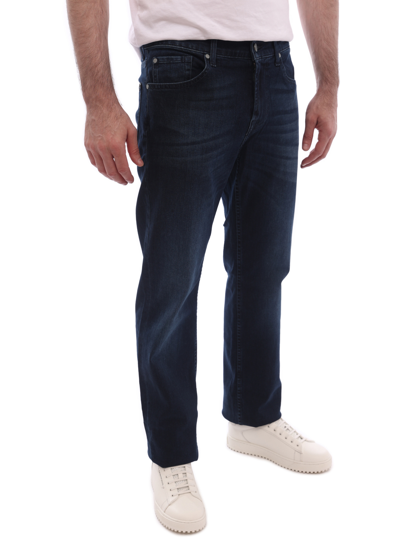Джинсы 7 For All Mankind JSMNR460AI темно-синие мужские с декоративнымии потертостями — купить в интернет-магазине Verdistore