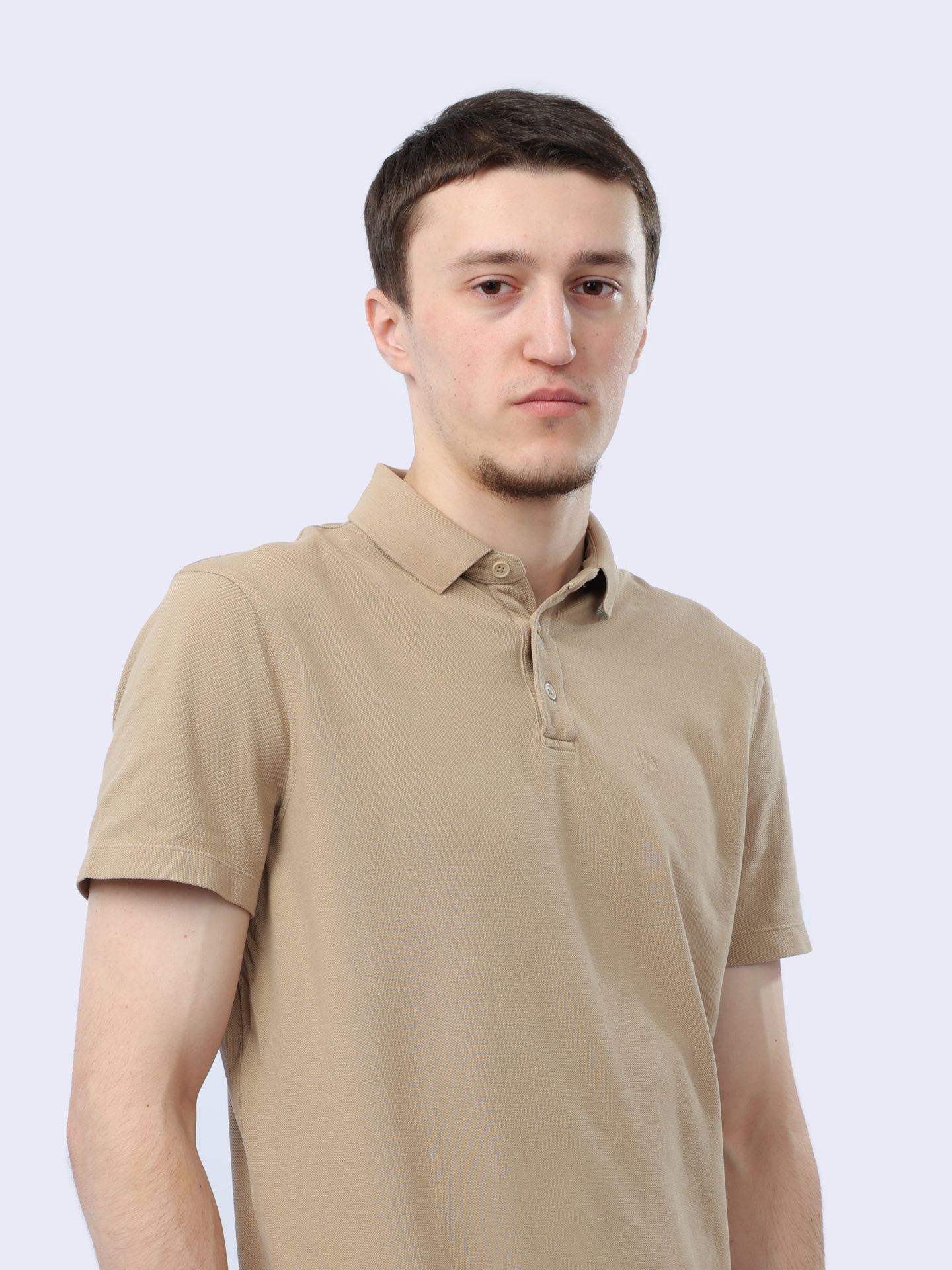 Поло Armani Exchange 3DZFAB ZJXUZ 1794 бежевое мужское из хлопка — купить в интернет-магазине Verdistore