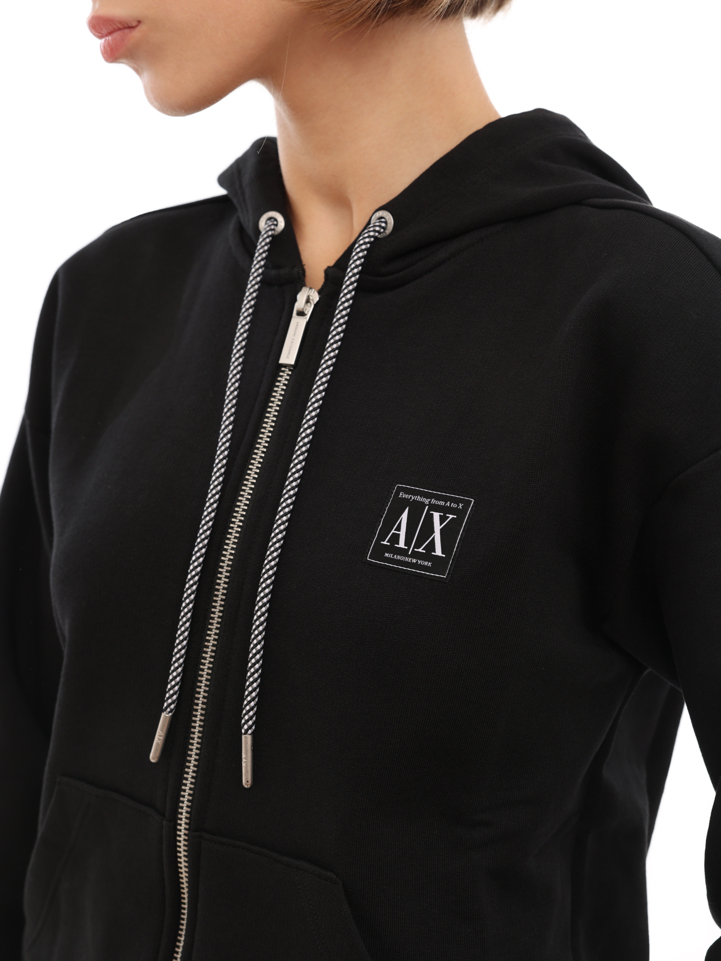 Мастерка Armani Exchange 3LYM17 YJ5VZ 1200 черная женская с капюшоном — купить в интернет-магазине Verdistore