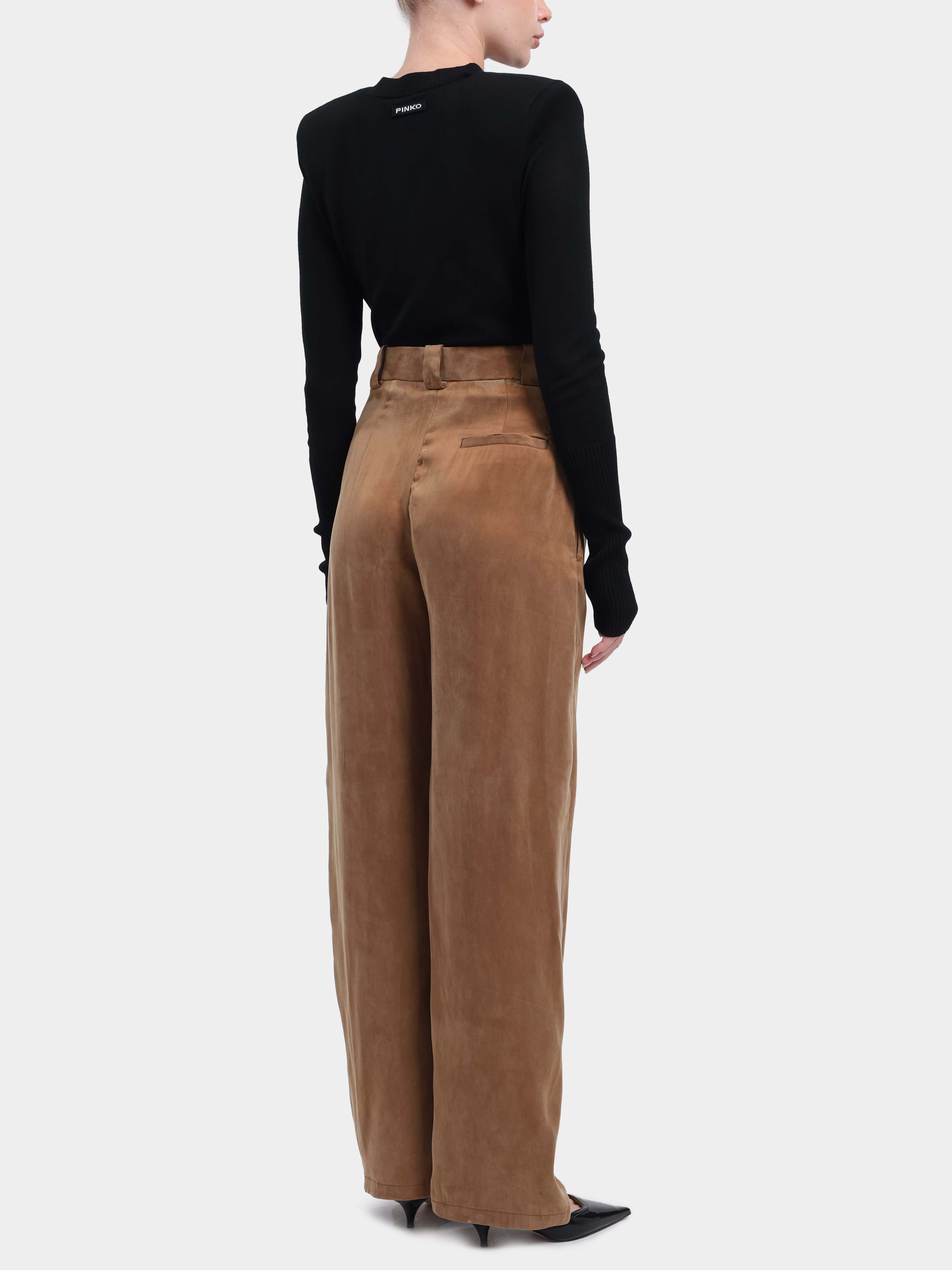 Брюки Pinko 105570 A3F8 M10 коричневые женские на запах — купить в интернет-магазине Verdistore