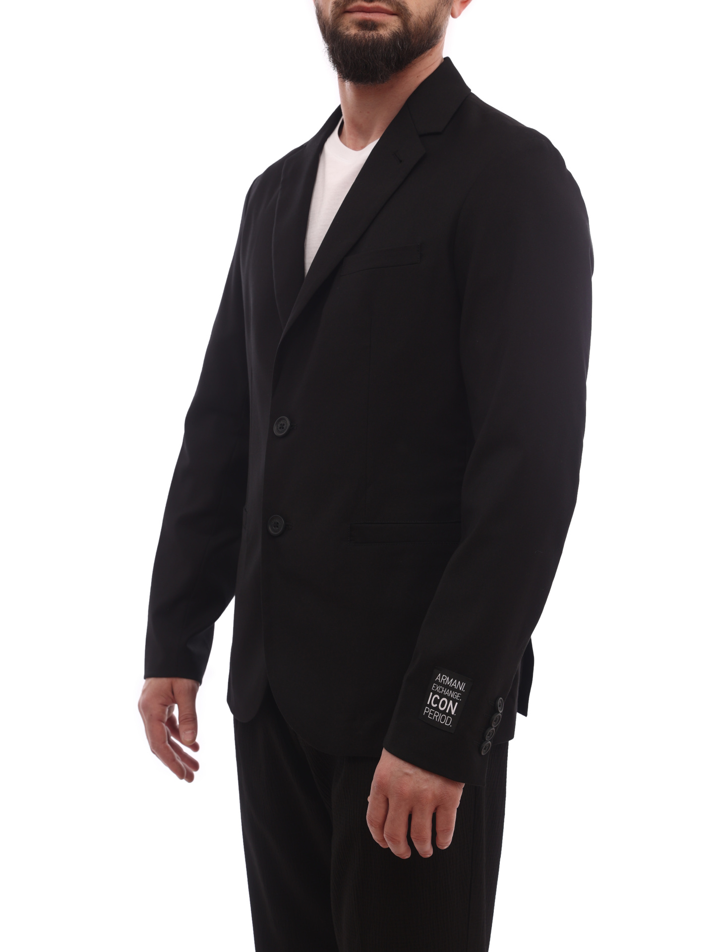 Пиджак Armani Exchange 8NZGP1 ZNPMZ 2240 черный мужской с нашивкой на рукаве — купить в интернет-магазине Verdistore