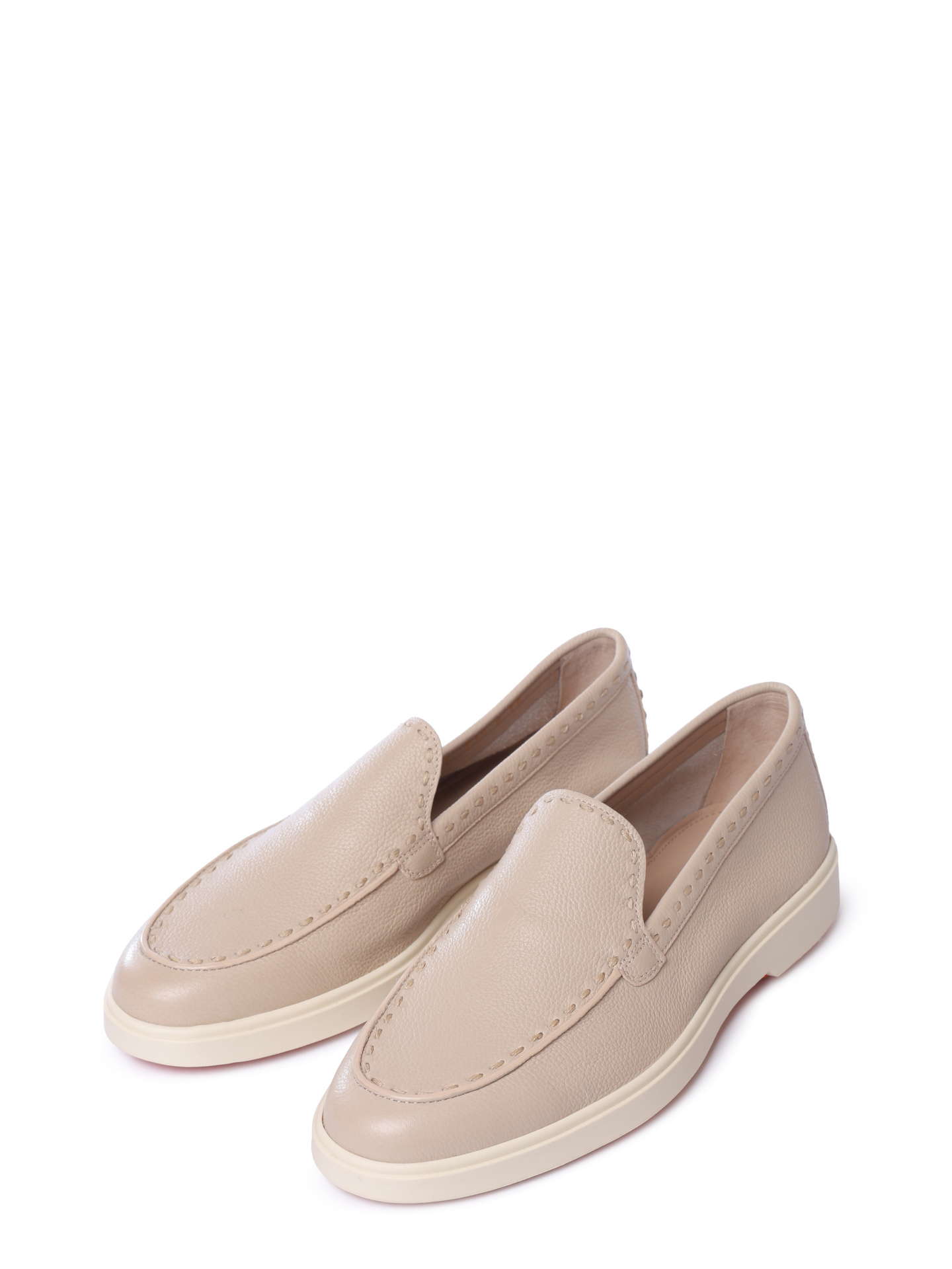 Лоферы Santoni WUYG71436TISSWKAP10 молочные женские из кожи — купить в интернет-магазине Verdistore