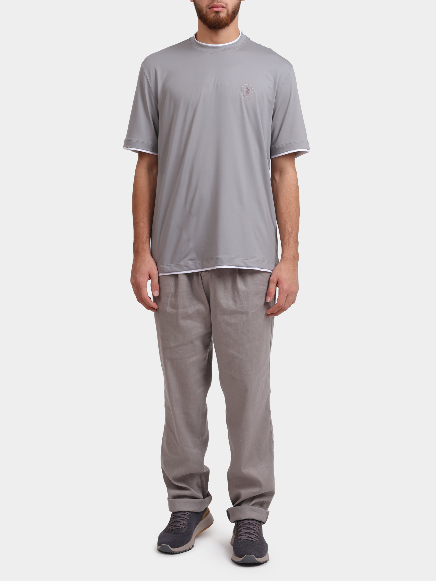 Футболка Brunello Cucinelli MW8577427T CMM17 серая мужская — купить в интернет-магазине Verdistore