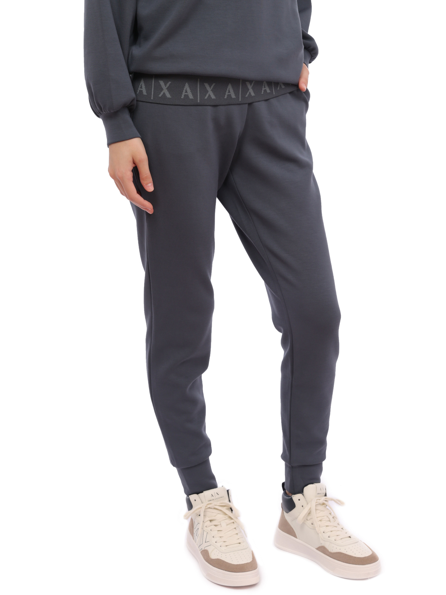Брюки спортивные Armani Exchange 6RYP81 YJEGZ 1990 серые женские — купить в интернет-магазине Verdistore