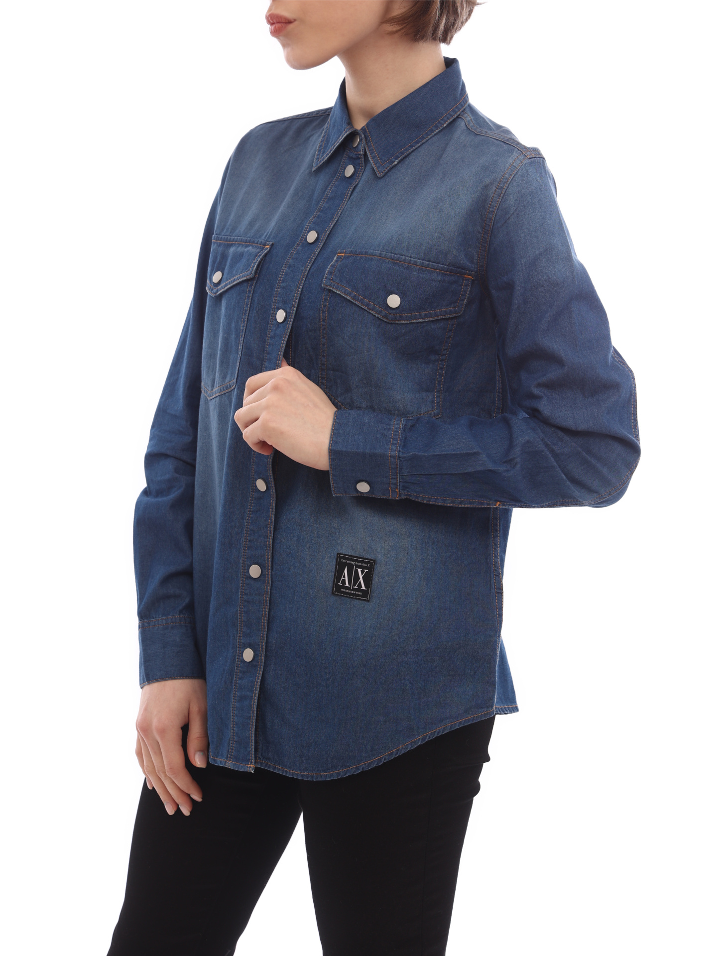 Рубашка Armani Exchange 3LYC40 Y1VTZ 1500 джинсовая женская на кнопках — купить в интернет-магазине Verdistore