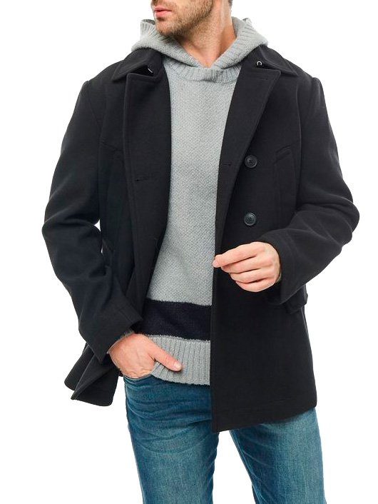 Пальто Armani Exchange 6GZK39 черное мужское с добавлением шерсти — купить в интернет-магазине Verdistore