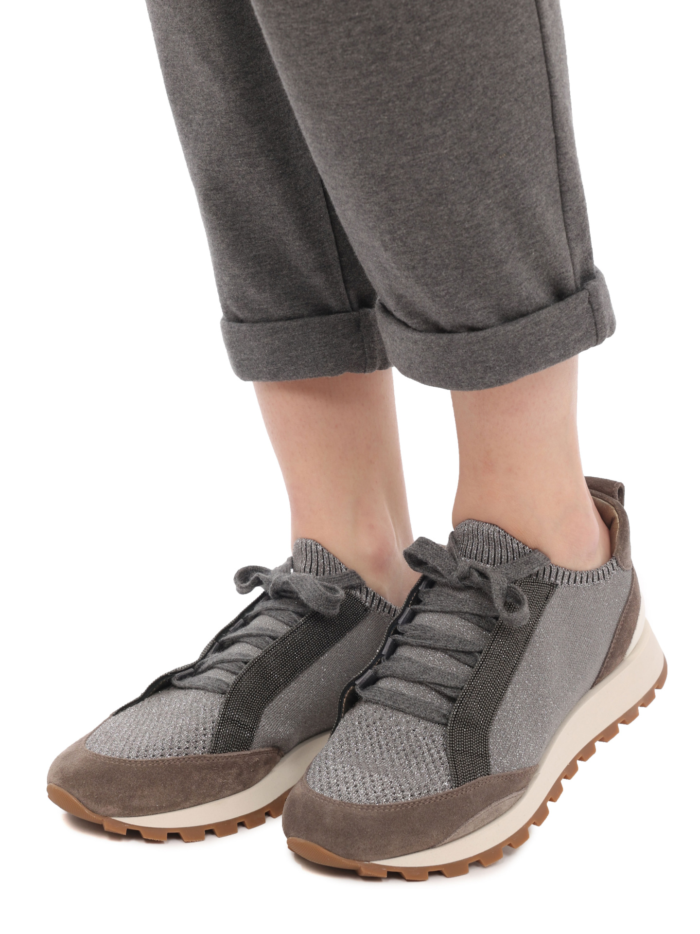 Кроссовки Brunello Cucinelli MZ34G2069 CP727 комбинированные женские — купить в интернет-магазине Verdistore