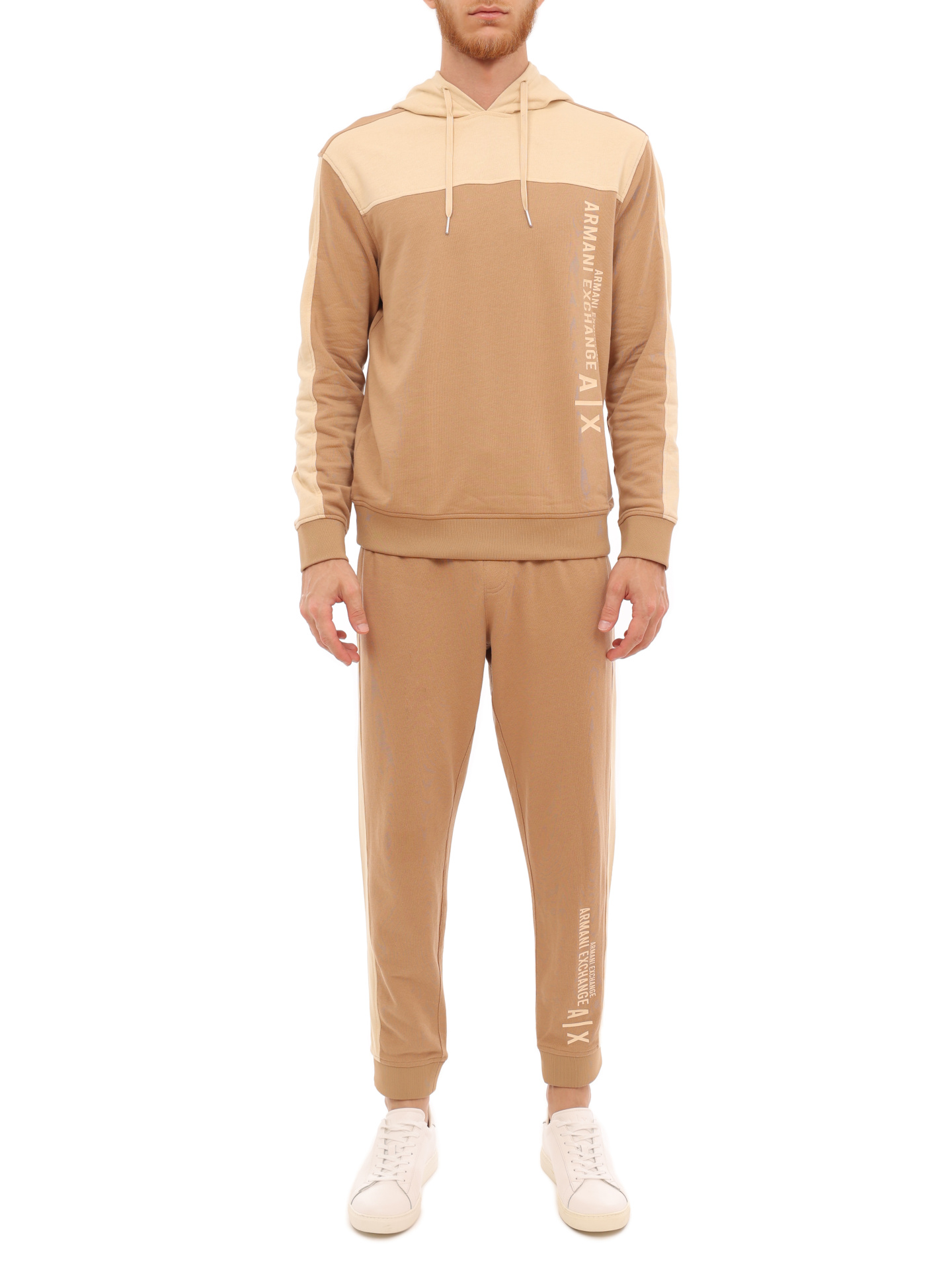 Брюки спортивные Armani Exchange 3LZP80 ZJ5CZ 6713 бежевые мужские с контрастными вставками — купить в интернет-магазине Verdistore