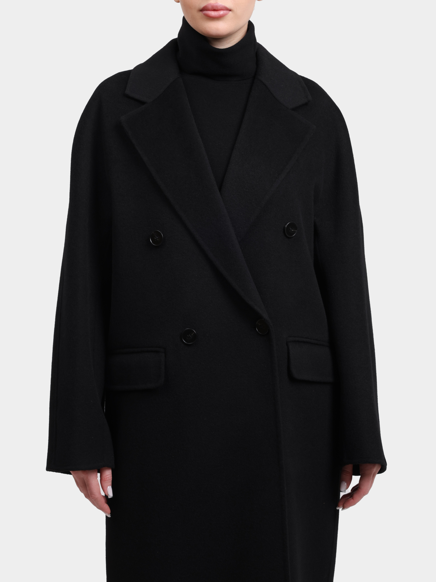 Пальто Alpha Studio AD-4690N 2002 черное двубортное женское  — купить в интернет-магазине Verdistore