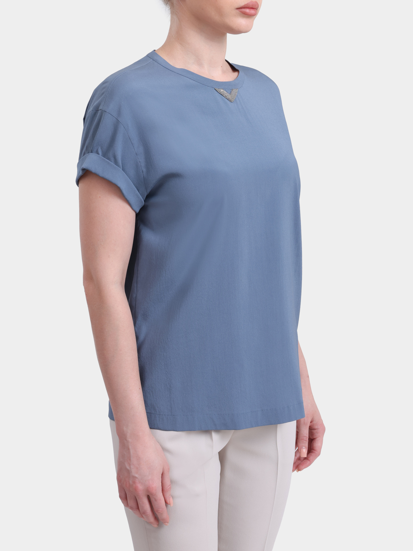 Топ Brunello Cucinelli MH910B3010 голубой женский — купить в интернет-магазине Verdistore
