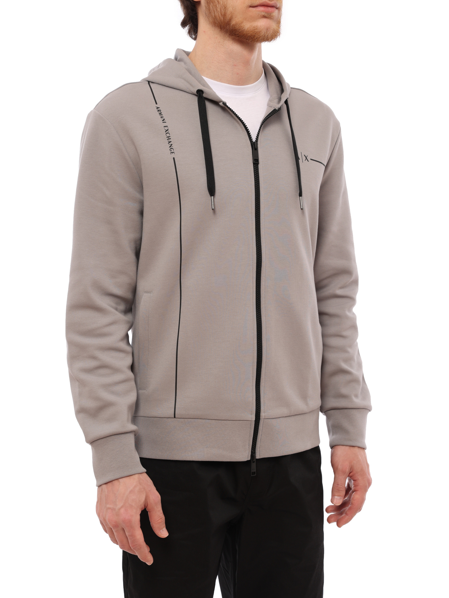 Спортивная куртка Armani Exchange 3RZMBB ZJCAZ 1913 серая мужская с контрастной полосой — купить в интернет-магазине Verdistore